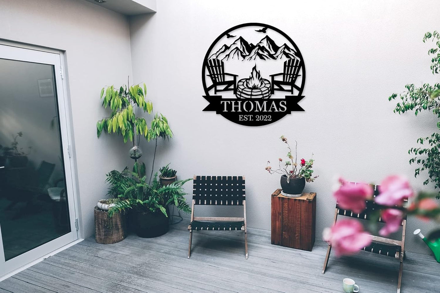 Personalized Campfire Family Name Sign, Monogram Name Camping Sign, Custom Campfire Sign, Campsite Sign, Mountain Campfire Monogram Sign, Campfire Personalized Metal Sign, Last Name Sign