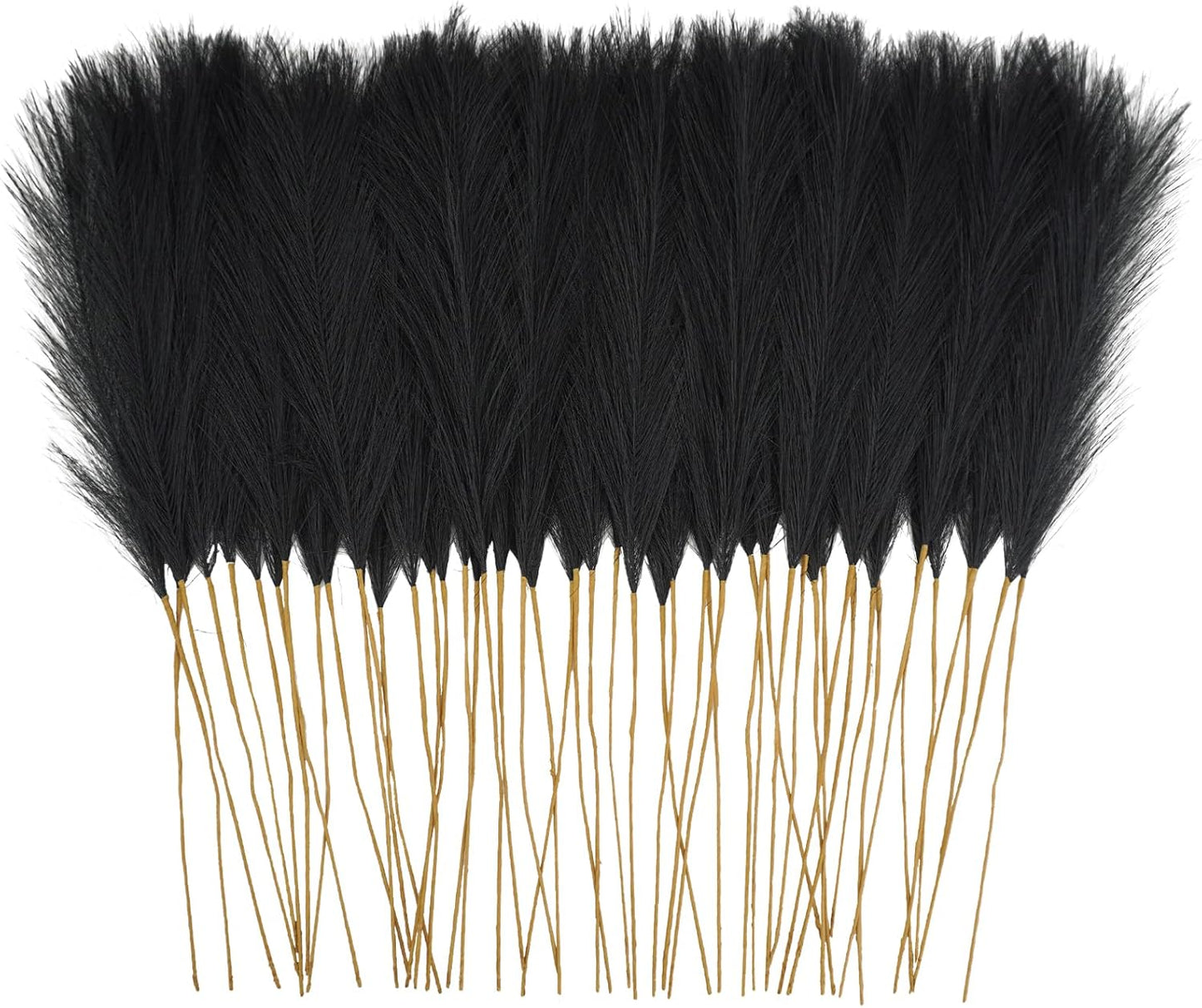 50pcs Faux Pampas Grass, 21.6" Short Artificial Pompous Grass Floral Fake Pompas Grass Branches Vase Filler Flower Arrangement for Home Wedding Boho Decor, Black