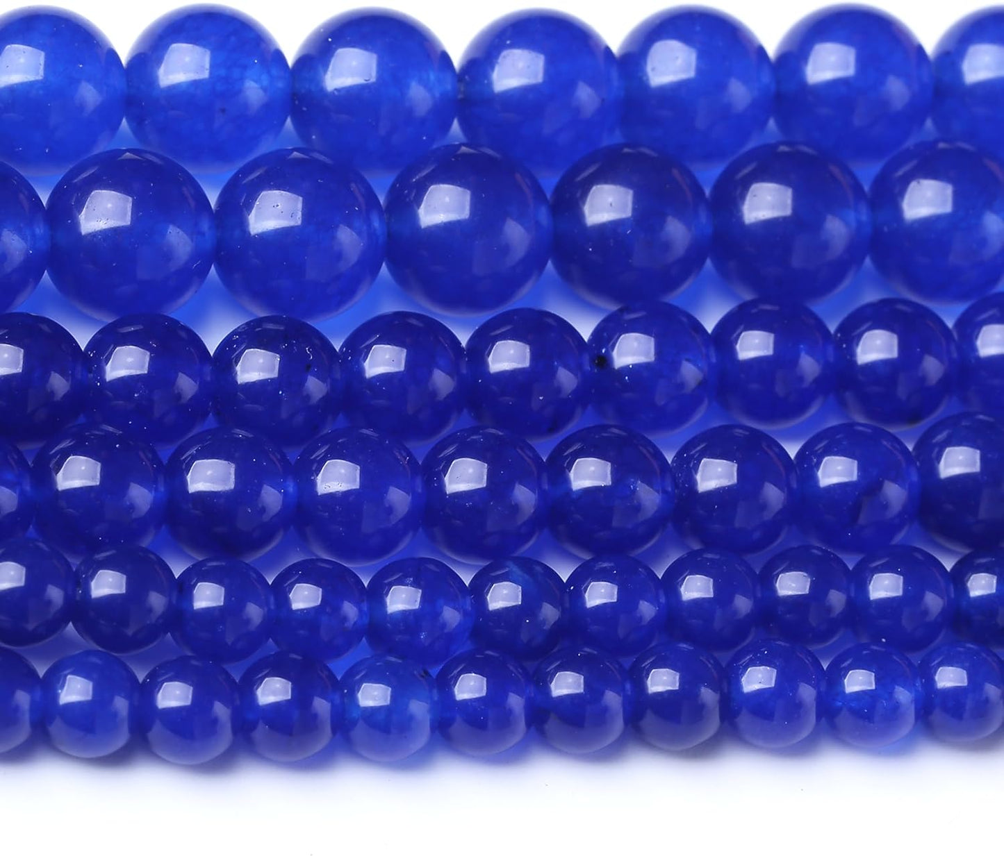 Mysterious Blue Chalcedony Stone Beads Gemstone Round Crystal Energy Jade Beads Stone Beads for Jewelry Making DIY Bracelet Necklace Jewelry Making 1 Strand 15.5inch 45PCS 8MM