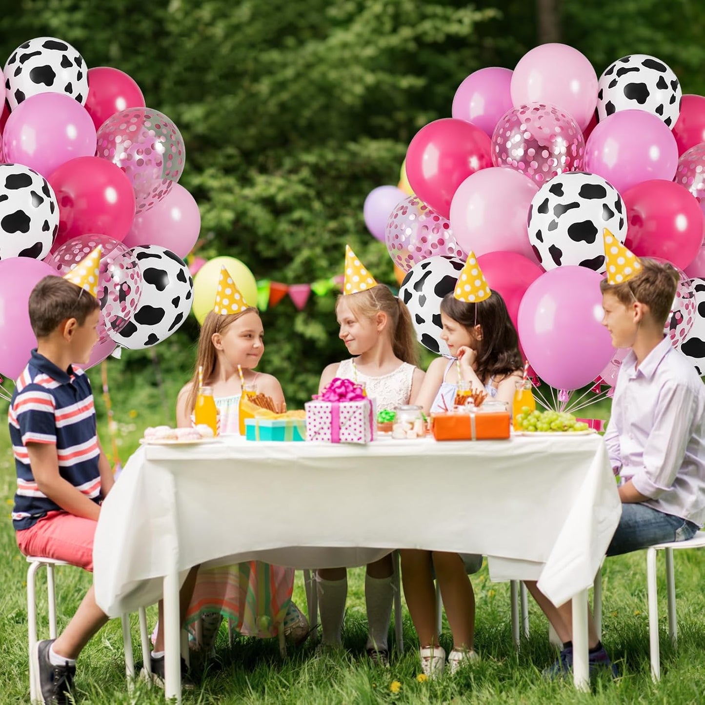 Pink Cow Balloons, 12 Inch Pink Cow Print Balloons, Pastel Hot Pinks Cows Pattern Helium Balloon Confetti Latex Balloon for Girl Farm Birthday Baby Shower Rodeo Party Decorations