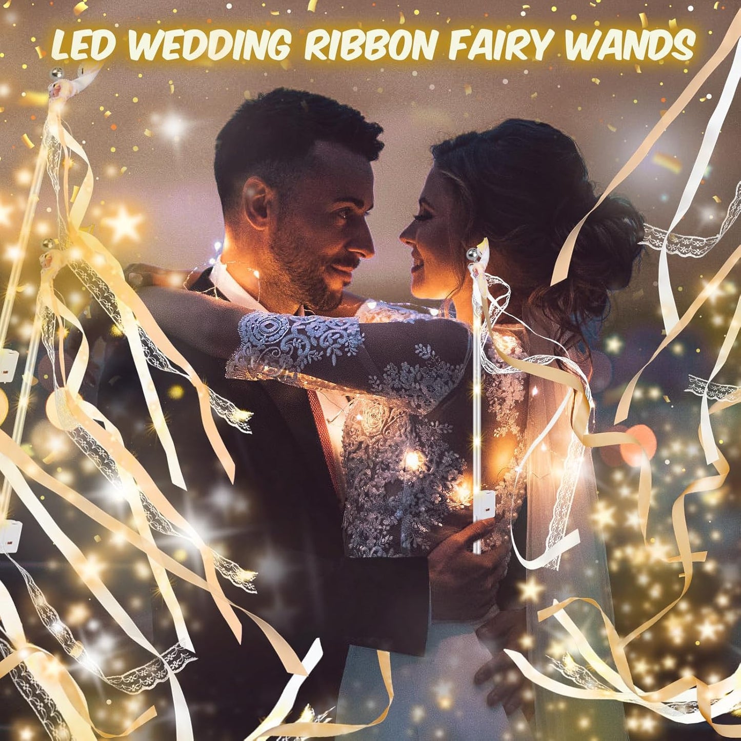200 PCS Wedding Wands with Lights,Fairy Wands, LED Silk Fairy Wand with Bells for Wedding Send Off, New Year, Raves, Concert, Birthday