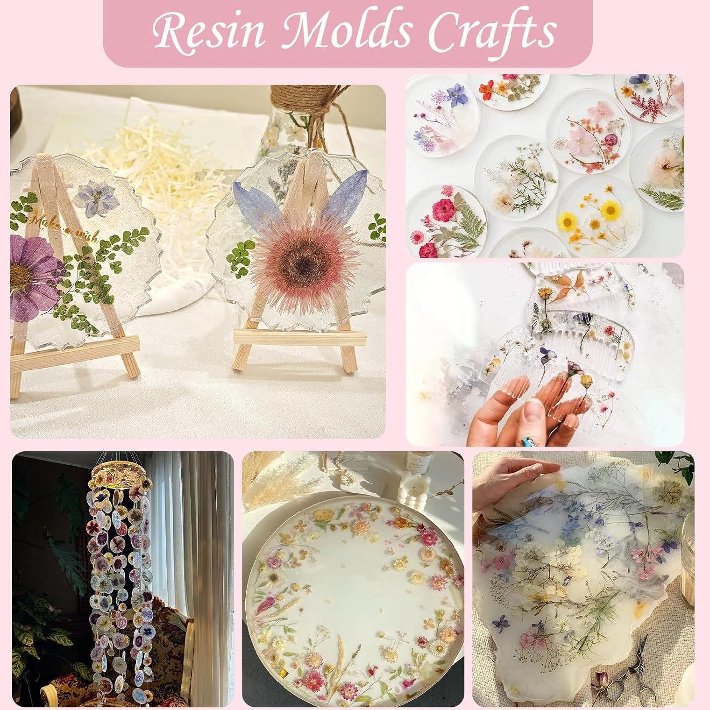 80 Pcs Dried Flowers for Crafts, Real Natural Dried Pressed Flowers in Soft Yellow, White & Pink Tones for Resin, DIY Art, Jewelry, Candle & Soap Making – Tweezers Included