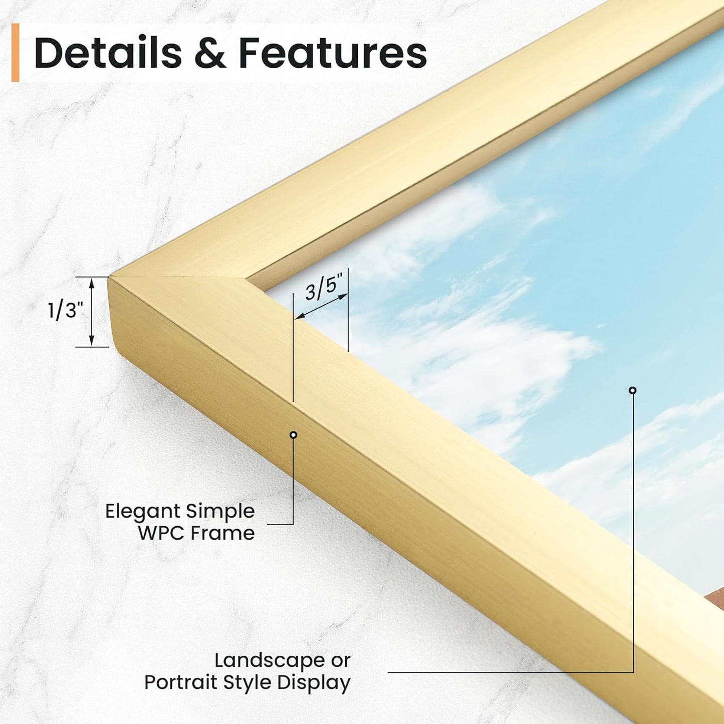 8x10 Picture Frame, Display 8x10 Photo Frames - High Definition Plexiglass - Vertical and Horizontal Display - Wall Hanging or Table Top Frame - Gold, 3 Pack