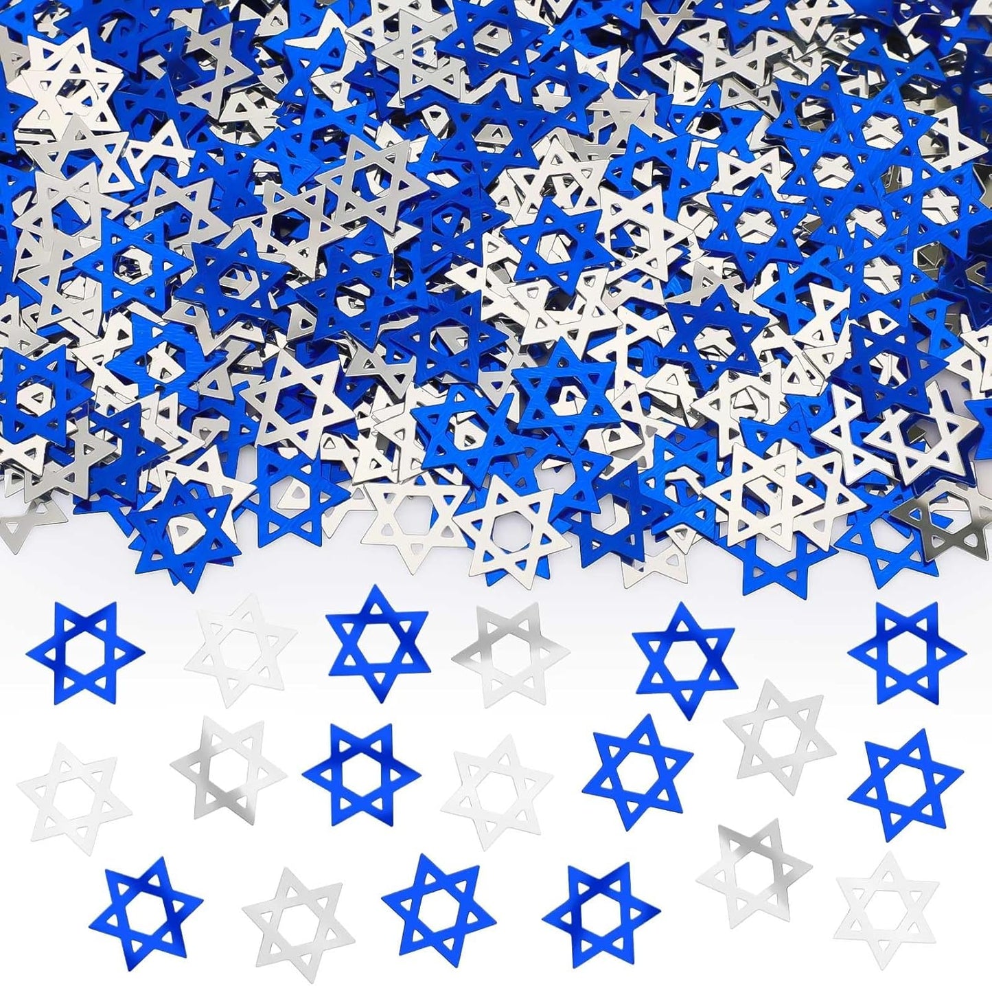 MARFOREVER Star of David Glitter Confetti, Hanukkah Confetti Table Decorations Chanukkah Metallic Foil Blue Silver Chanukkah Sprinkles Sequins Scatter for Jewish Festival Party Supplies Decor