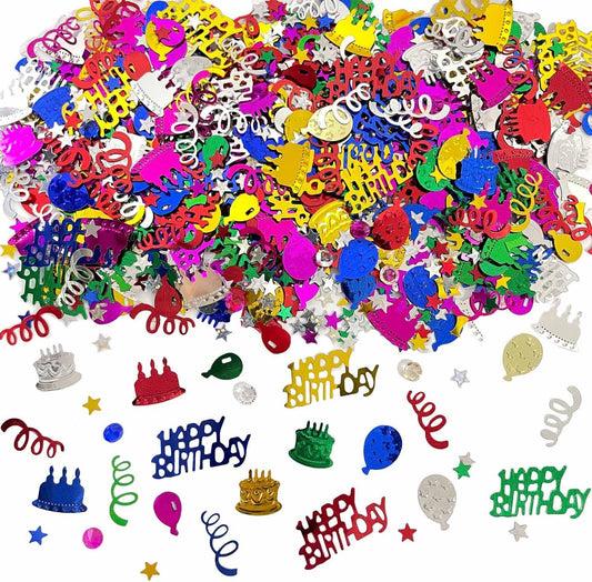 Multicolor Happy Birthday Confetti, Birthday Party Confetti Metallic Foil Sprinkles Decorations for Kids Adult Party Baby Shower Decor, DIY Arts and Crafting