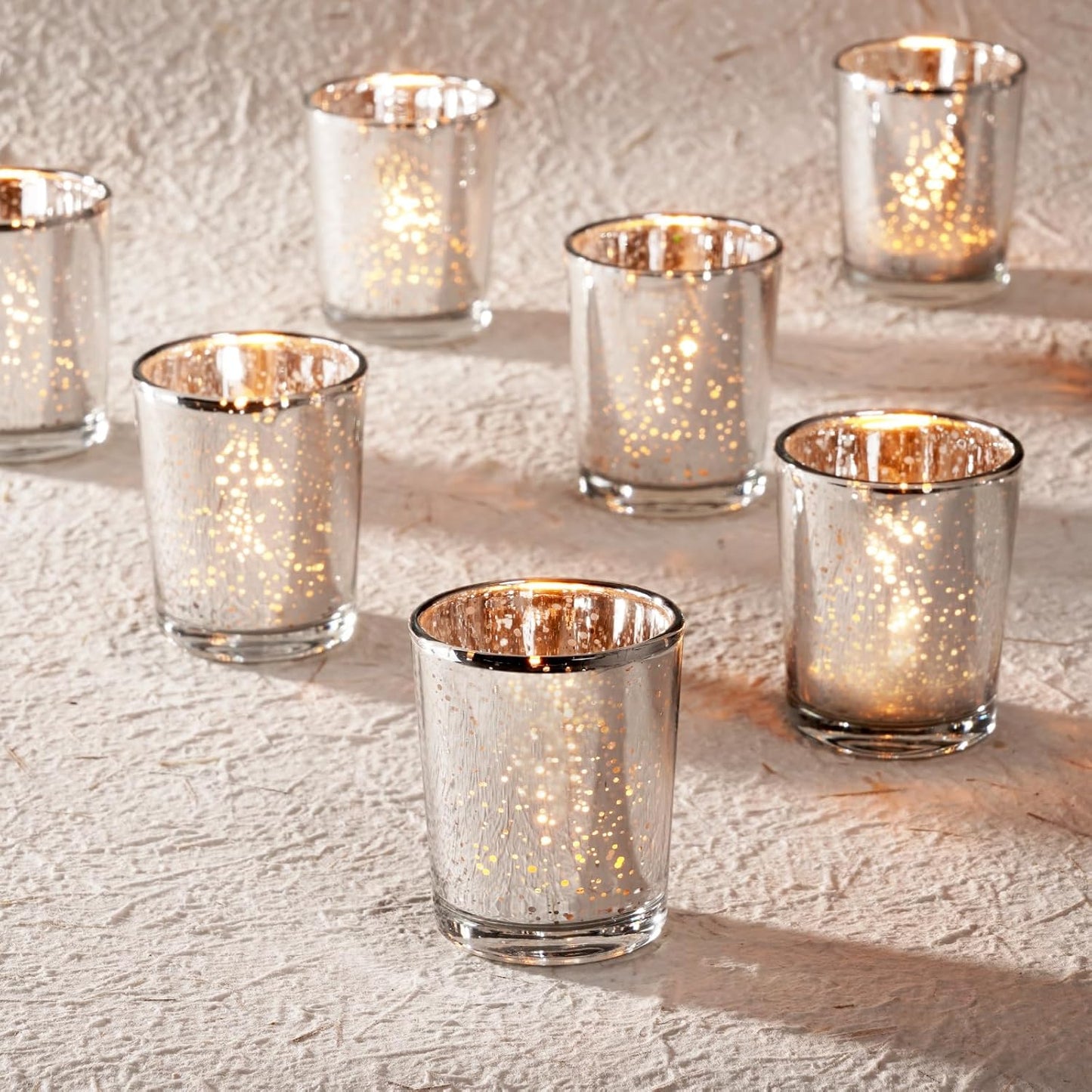 Homemory 36 Pcs Silver Votive Candle Holders, Mercury Glass Candle Holder, Tealight Candle Holders for Table Centerpieces, Baby Shower, Party, Anniversary, Wedding, Home Decor, Halloween, Christmas