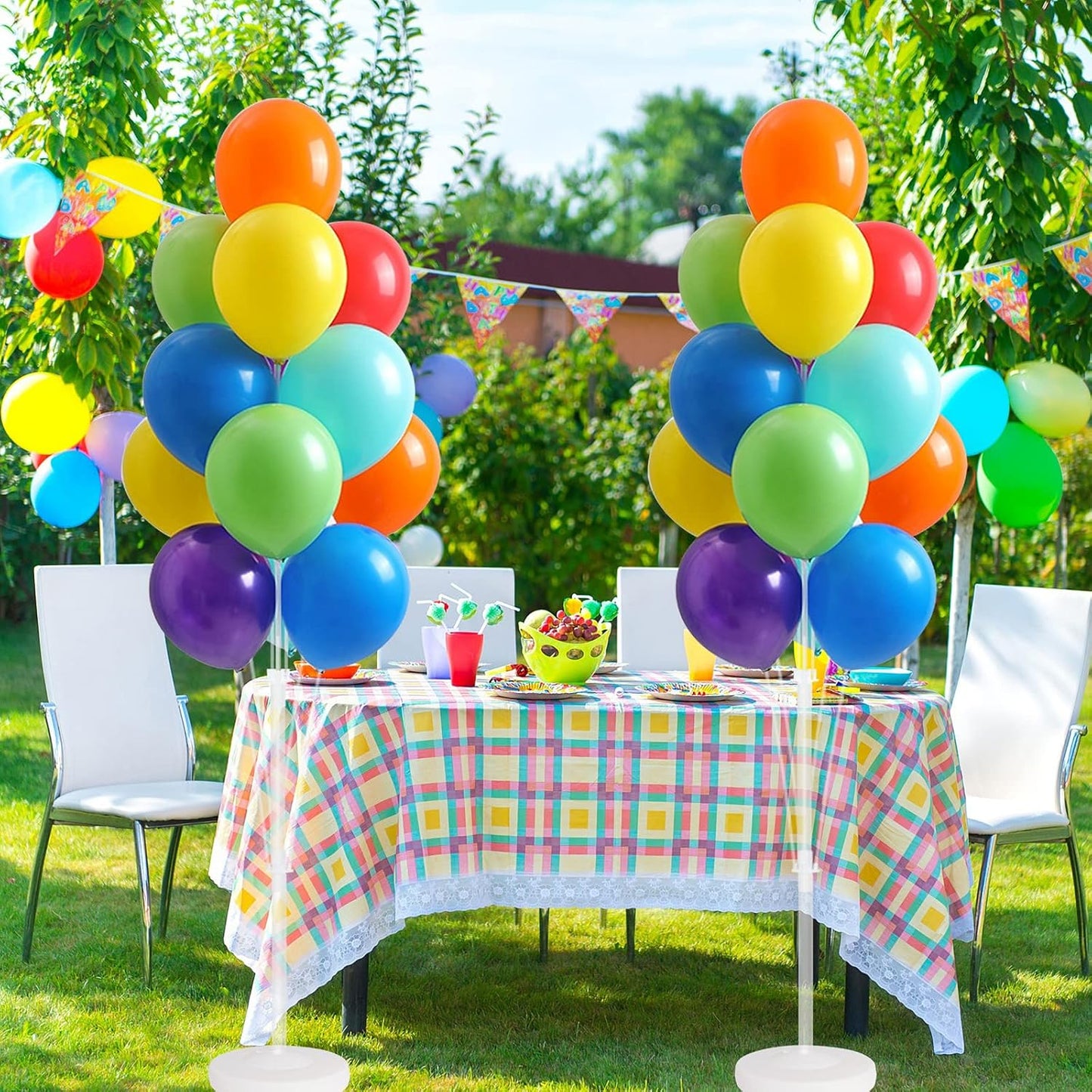 Balloon Column Kit for Floor - Set of 2, Balloon Tower Backdrop Decoration with Stand, Base and Pole for Wedding, Baby Shower, Birthday Party, or Bachelorette Parties (Multicolor)