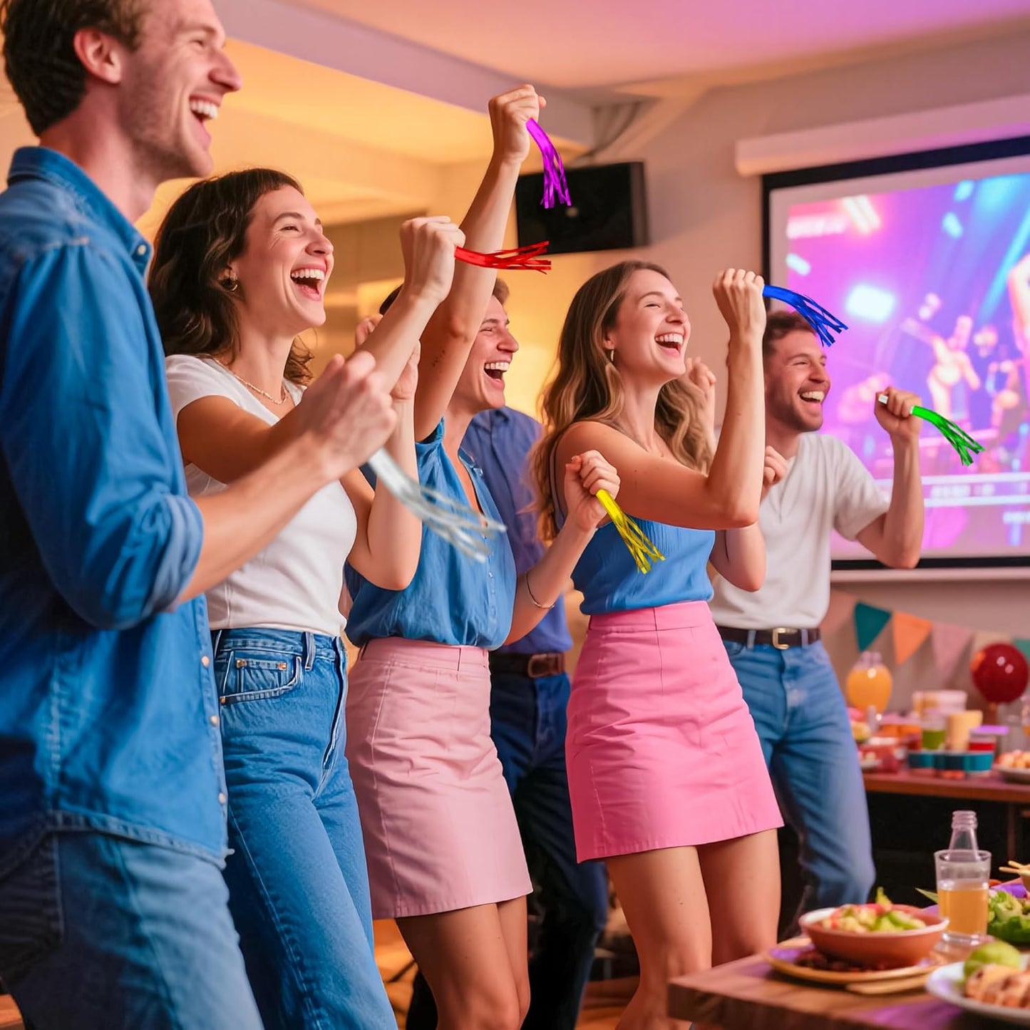 24 PC Gold Party Favors Party Blowers for Adults Party Horns Birthday Blowers Noisemakers Blowouts Whistles Metallic Fringed Party Blower for Birthday Sporting Events Graduation