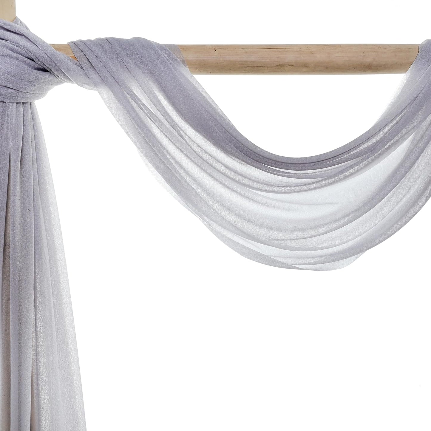 VDS Pack of 2 Panel (30 Inch X 50 Feet) Wedding Arch Draping Fabric Sheer Chiffon Fabric Drapery for Wedding Ceremony Reception Swag Backdrop Canopy Chuppah ARBO Altars Decoration (Cool Grey)