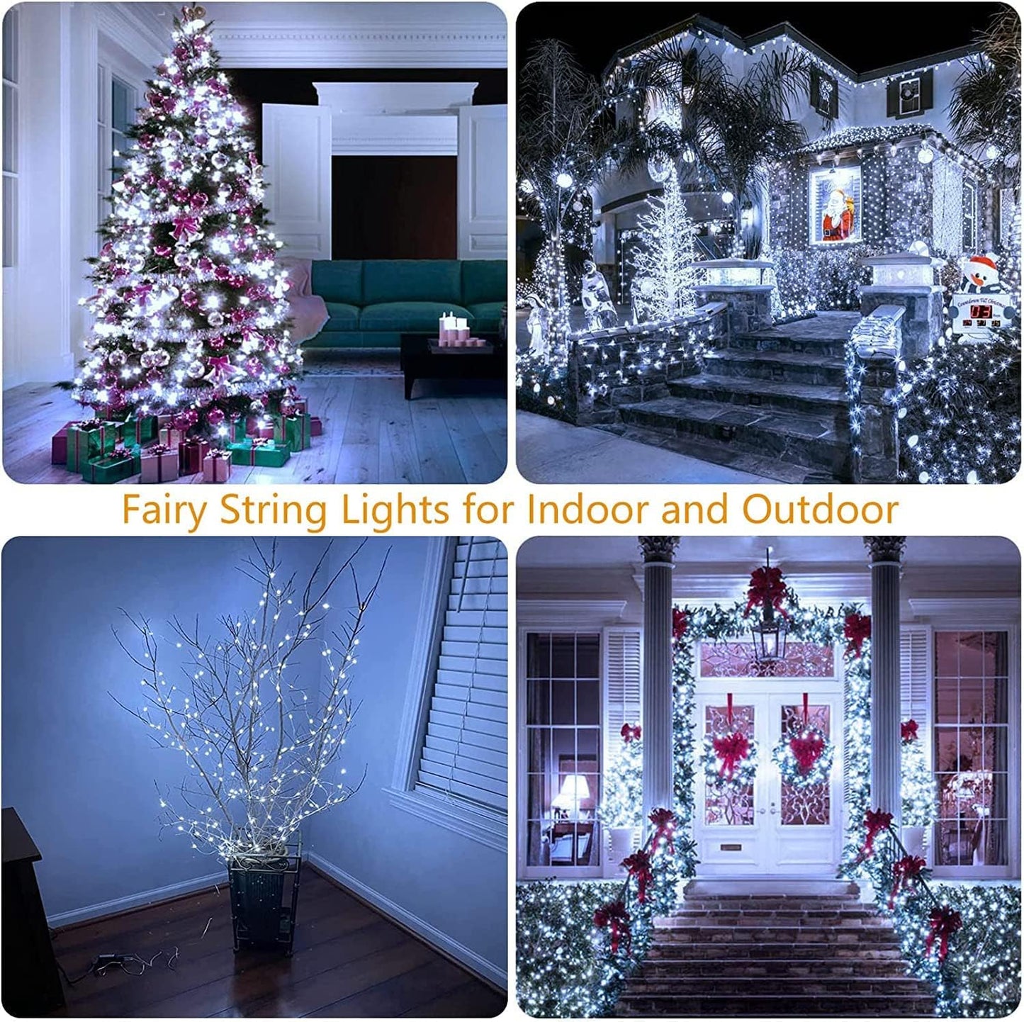 Cool White ⇋ Multicolor 66Ft 200LED Fairy Lights Plug in with Remote, Waterproof String Lights Outdoor 8 Modes Bedroom Decor, Twinkle Light for Girl's Room Garden Christmas Decorations