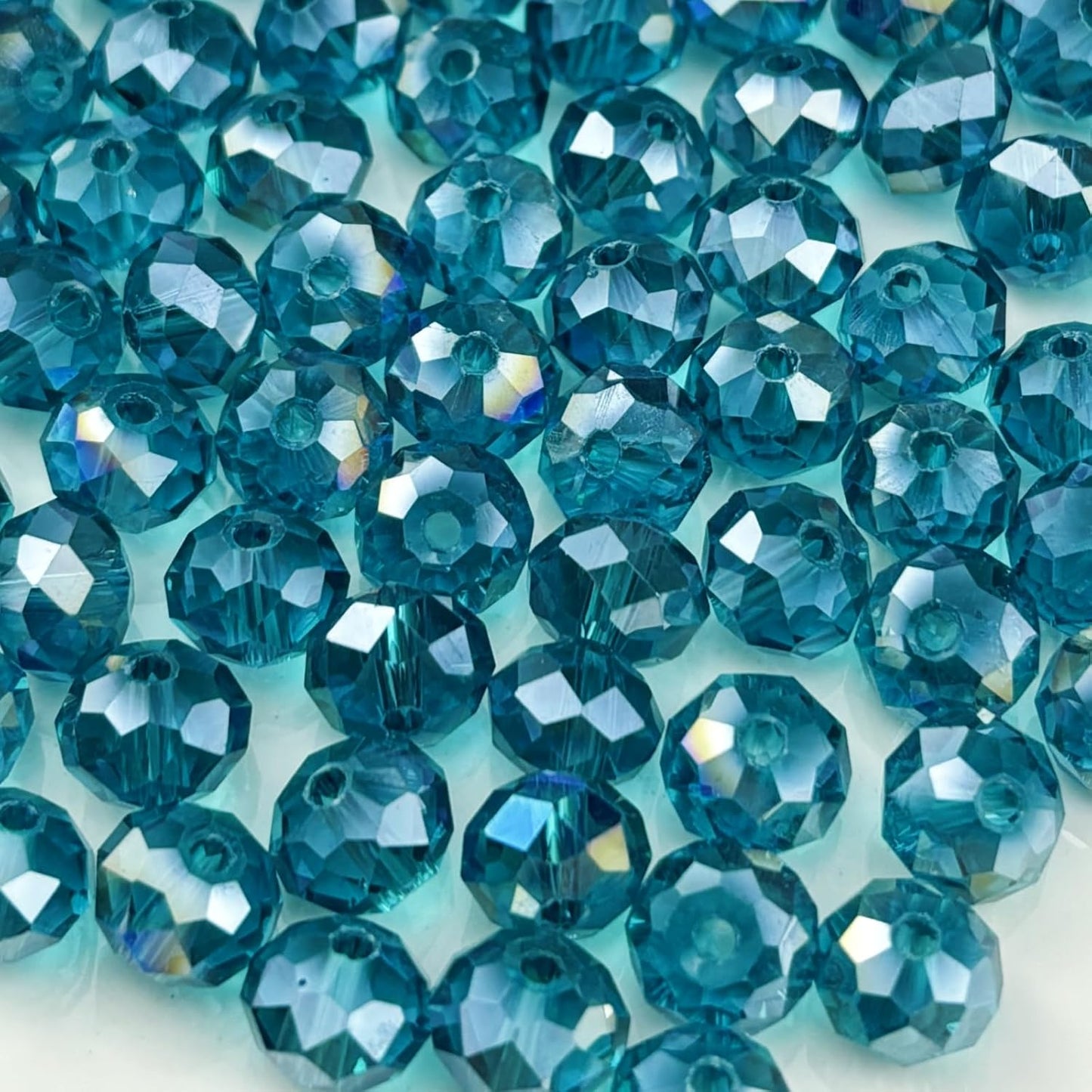 200pcs 6mm Crystal Glass Beads for Crafts Faceted Rondelle Glass Beads for Jewelry Making Crystal Spacer Beads for Necklaces Bracelets Earrings DIY Craft(Peacock Blue AB)