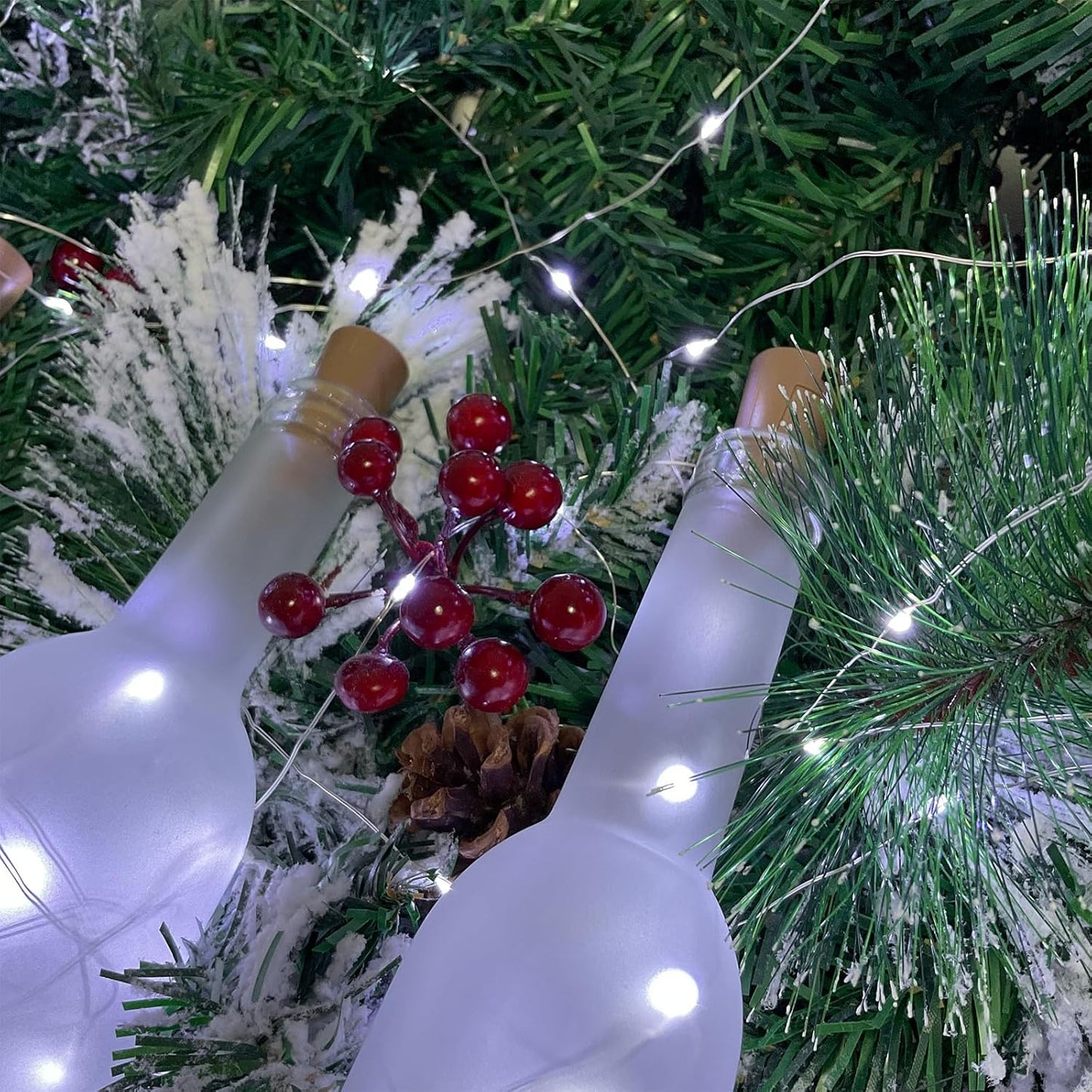 Wine Bottle Lights with Cork, 20 LEDs 6.6 Feet Silver Wire Cork Bottle Lights,Fairy Mini String Lights,for DIY Jar Halloween,Christmas,Party,Decor,Wedding Listing (18 Pack, Cool White)