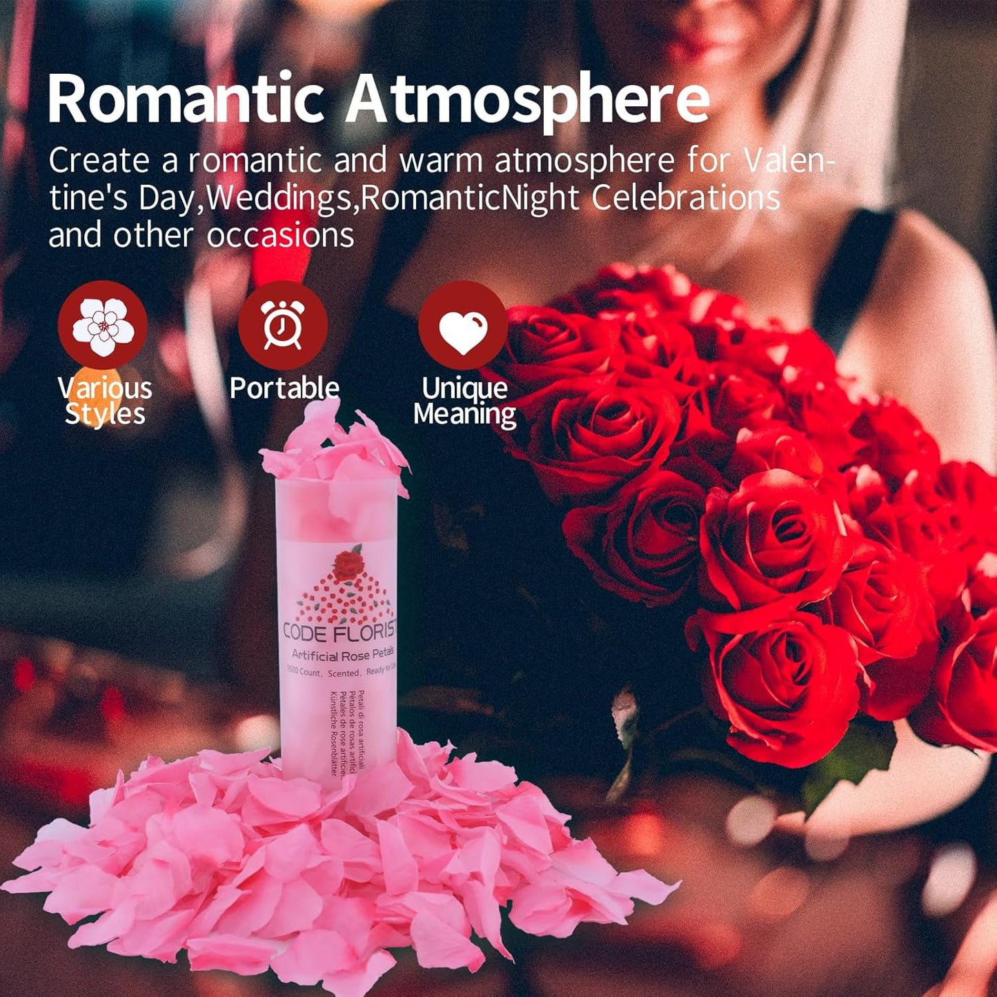 CODE FLORIST 1100 PCS Silk Rose Petals for Valentine's Day,Fake Rose Petals for Romantic Night,Wedding,Proposal Anniversary Flower Decorations(Separated,Scented,Light Pink&Hot Pink)