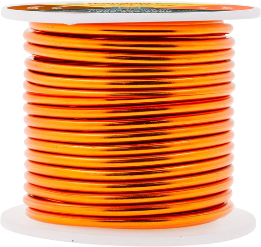 Mandala Crafts 8 Gauge Anodized Aluminum Craft Wire for Jewelry Making - 32 FT Colored Flexible Orange Wire - Bendable for Bonsai Armature Crafting Sculpting