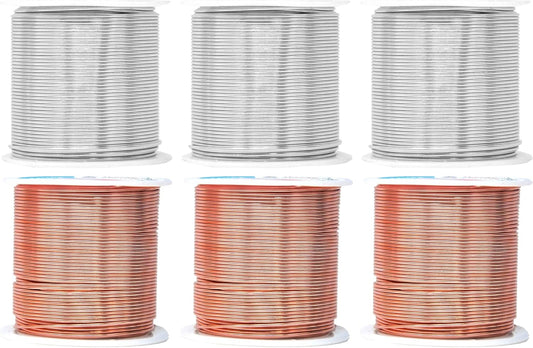 Mandala Crafts 18 Gauge Anodized Aluminum Craft Wire for Jewelry Making - 450 FT Colored Flexible Silver Copper Tone Wire - Bendable for Bonsai Armature Crafting Sculpting