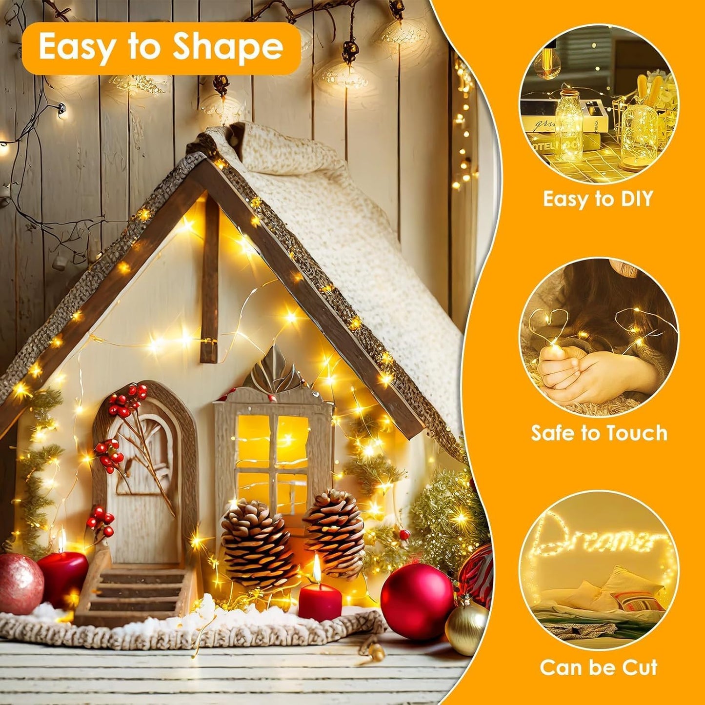 3Pack 99Ft 300LED Fairy Lights Battery Operated with Remote, Waterproof String Lights with Timer for Indoor & Outdoor, Twinkle Lights Battery Powered for Bedroom Wedding Christmas Decor (Warm White)
