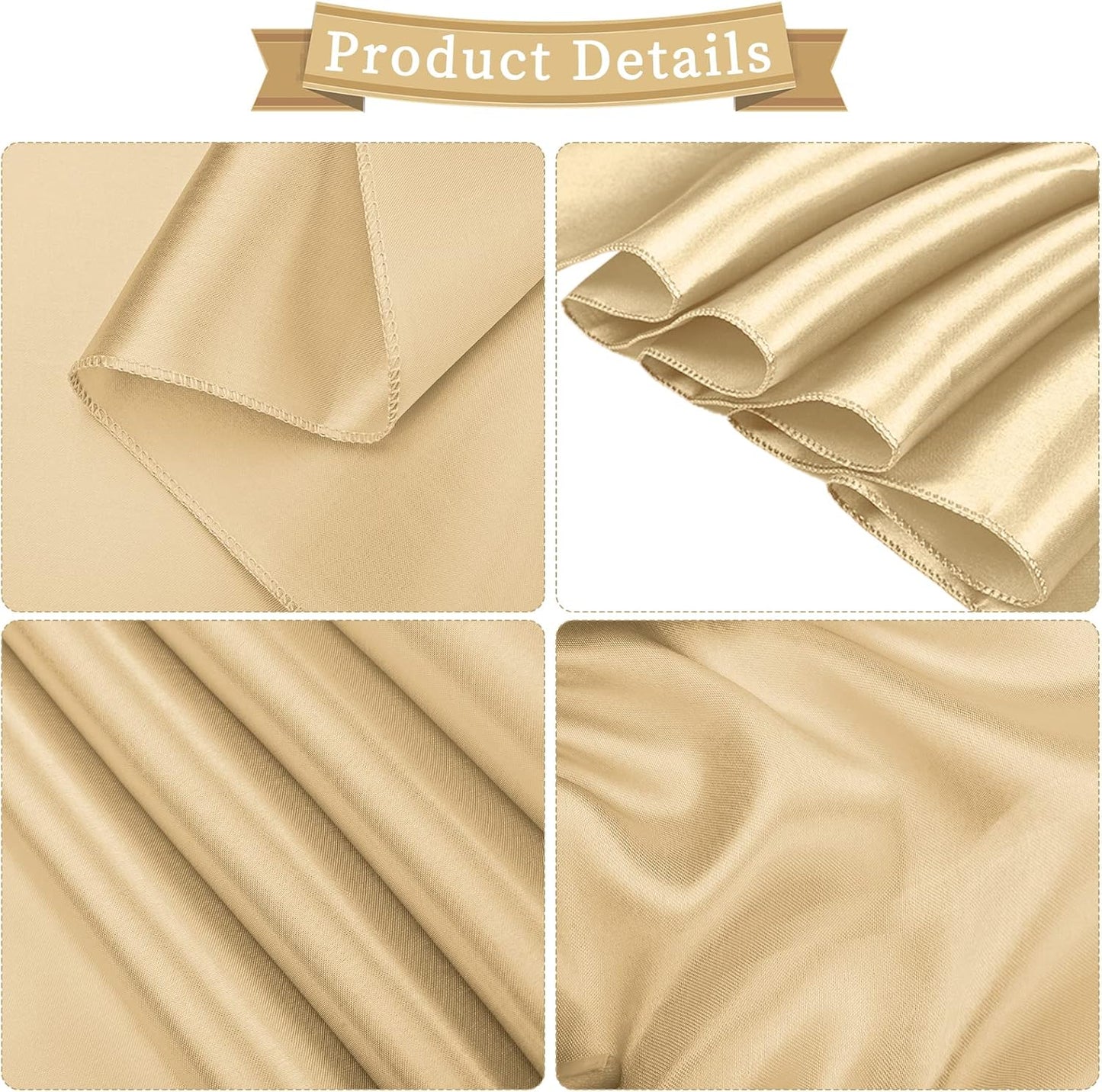 fani 120 PCS Champagne Satin Chair Sashes Bows Universal Chair Cover for Wedding Reception Restaurant Event Decoration Banquet,Party,Hotel Event Decorations (7 x 108 inch)