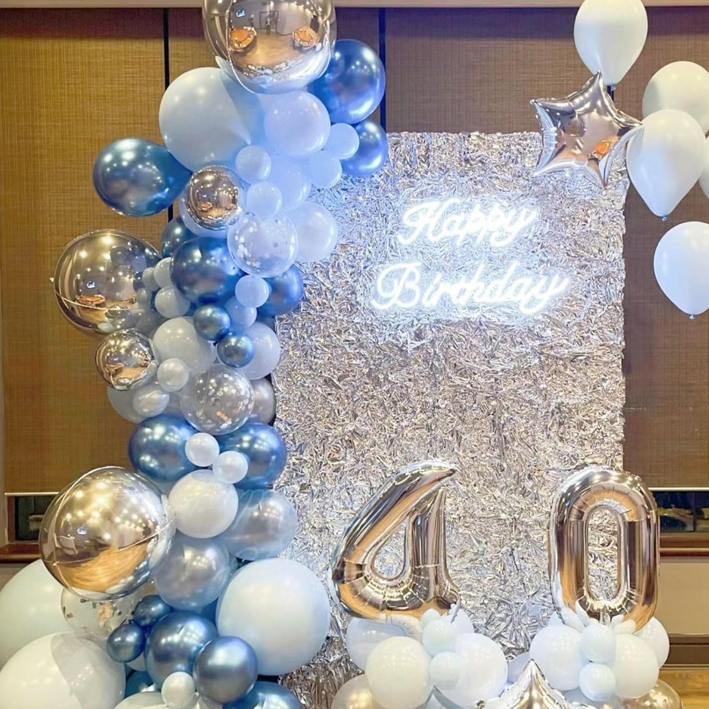 60pcs Blue & White Balloons - 12in Metallic Blue Pearl Confetti Latex - Boys Birthday, Baby Shower, Wedding Decorations