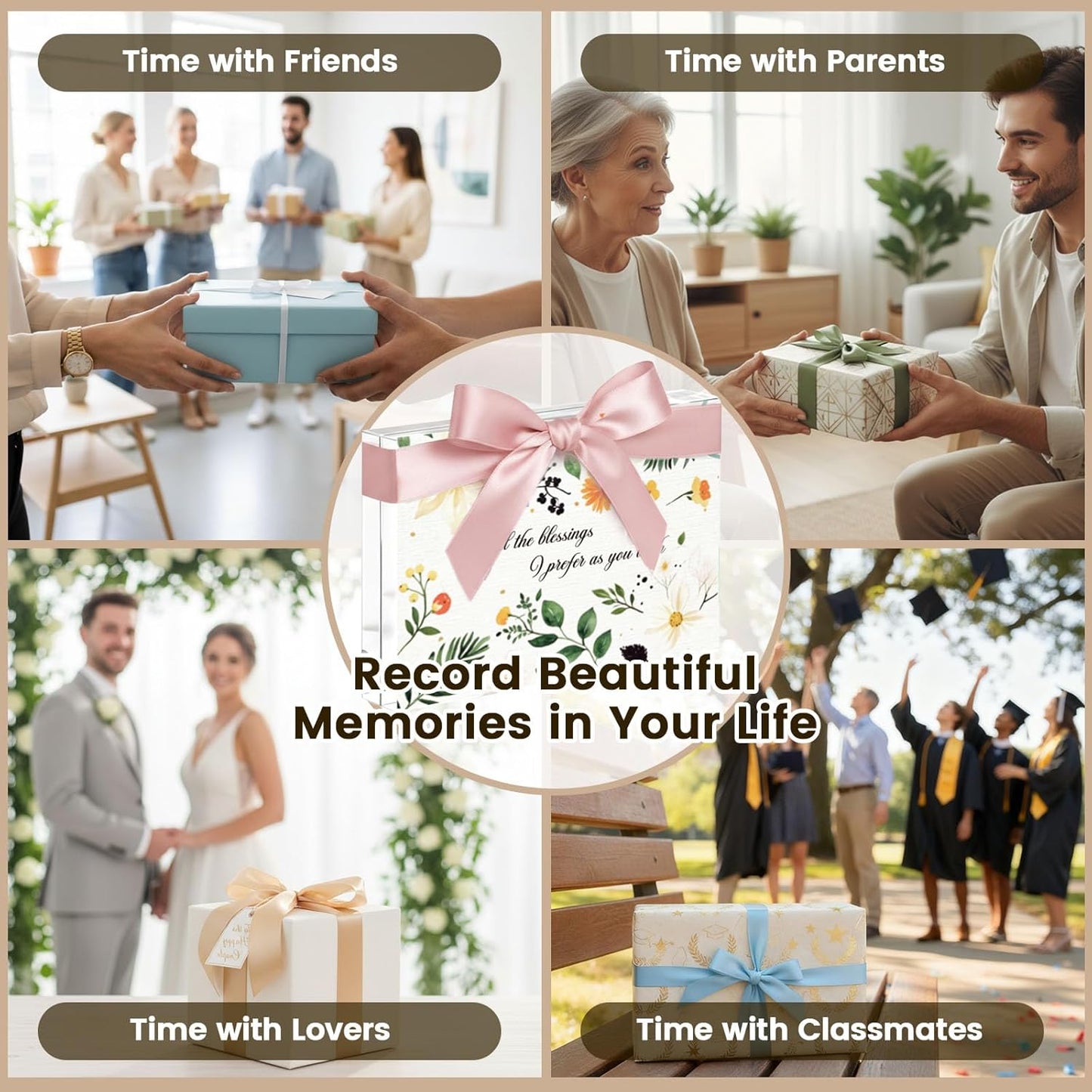 JOHOUSE 5 Pack 5 x 7 Acrylic Picture Frames, Double Sided Magnetic Photo Frames Self Standing Frameless Transparent for Desktop Display Gifts for Women