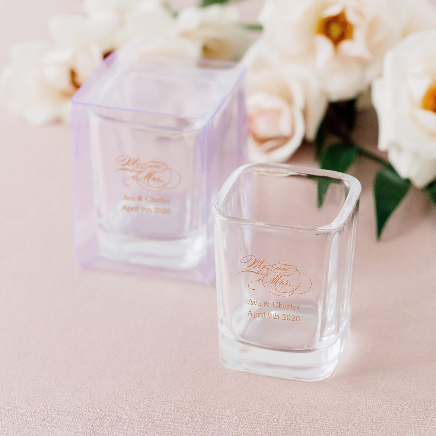 WEDDINGSTAR Personalized 2oz Square Shot Glass Customizable Full Color Print - 12 pack