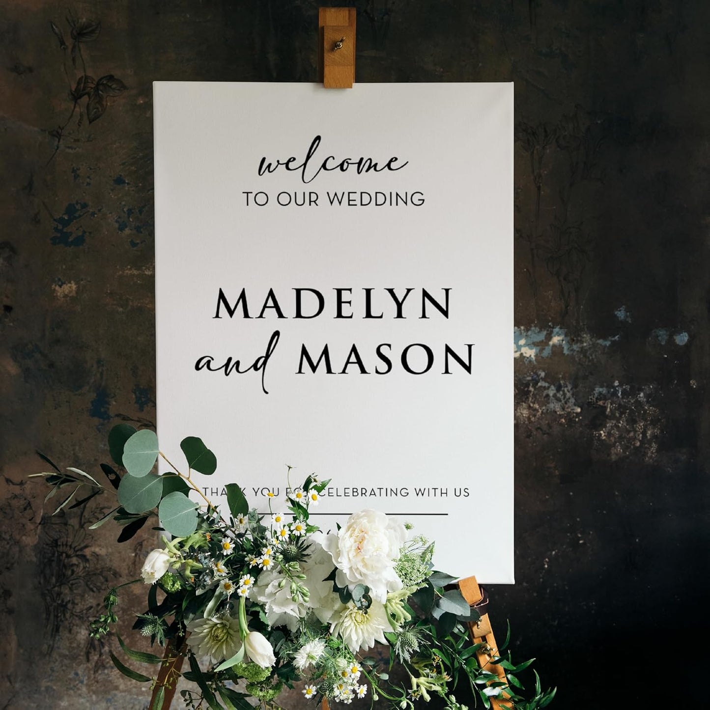 Personalized Wedding Welcome Sign, Customized White Foam Sign for Wedding, 3 Optional Sizes, 29 Design Colors - Wedding Plaque for Welcome Sign, Customizable Wedding Décor
