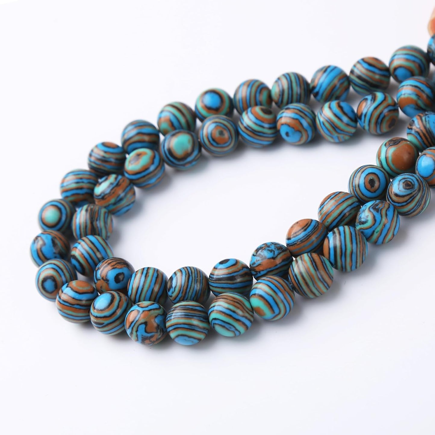 Blue Peacock Turquoise Stone Beads Gemstone Round Crystal Energy Jade Beads Stone Beads for Jewelry Making DIY Bracelet Necklace Jewelry Making 1 Strand 15.5inch 31PCS 12MM