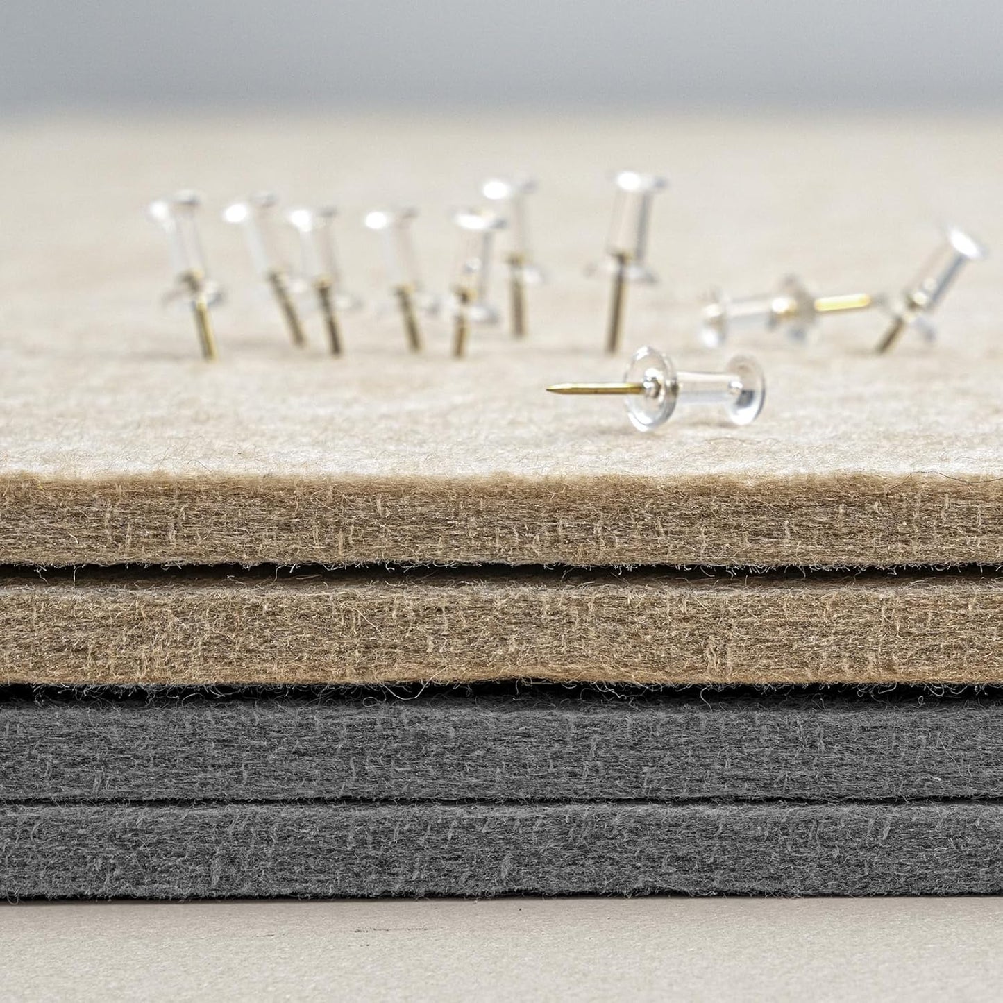 Bulletin Board, 24 x 18 inches Felt Board Decorative Pin Board, Cork Board Alternative for Wall, Foldable Photo Board Self-Adhesive Vision Board Mood Board with 20 Pushpins - Gray