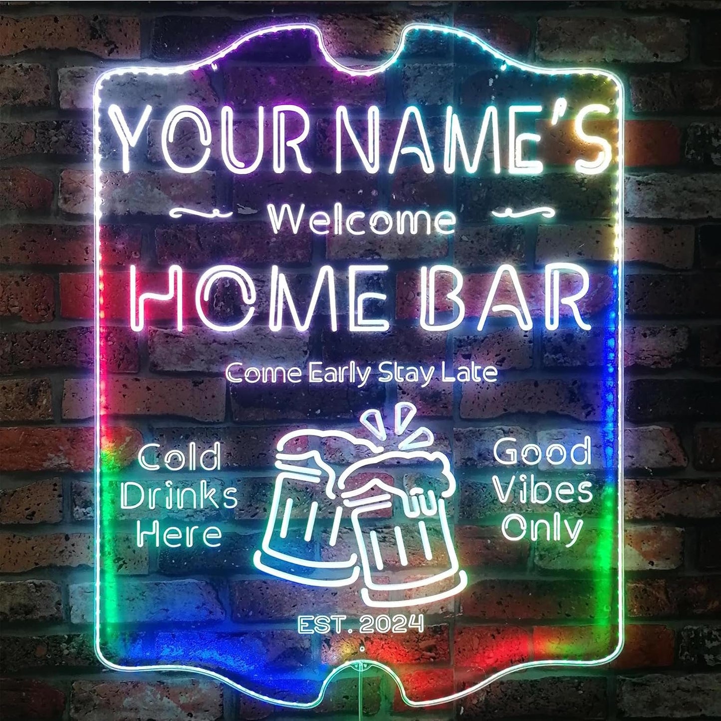 ADVPRO Personalized Your Name Home Bar RGB Dynamic Glam LED Sign - Cut-to-Edge Shape - Smart 3D Decoration - Multicolor Signage st06s86-fnd-p11-tm-c
