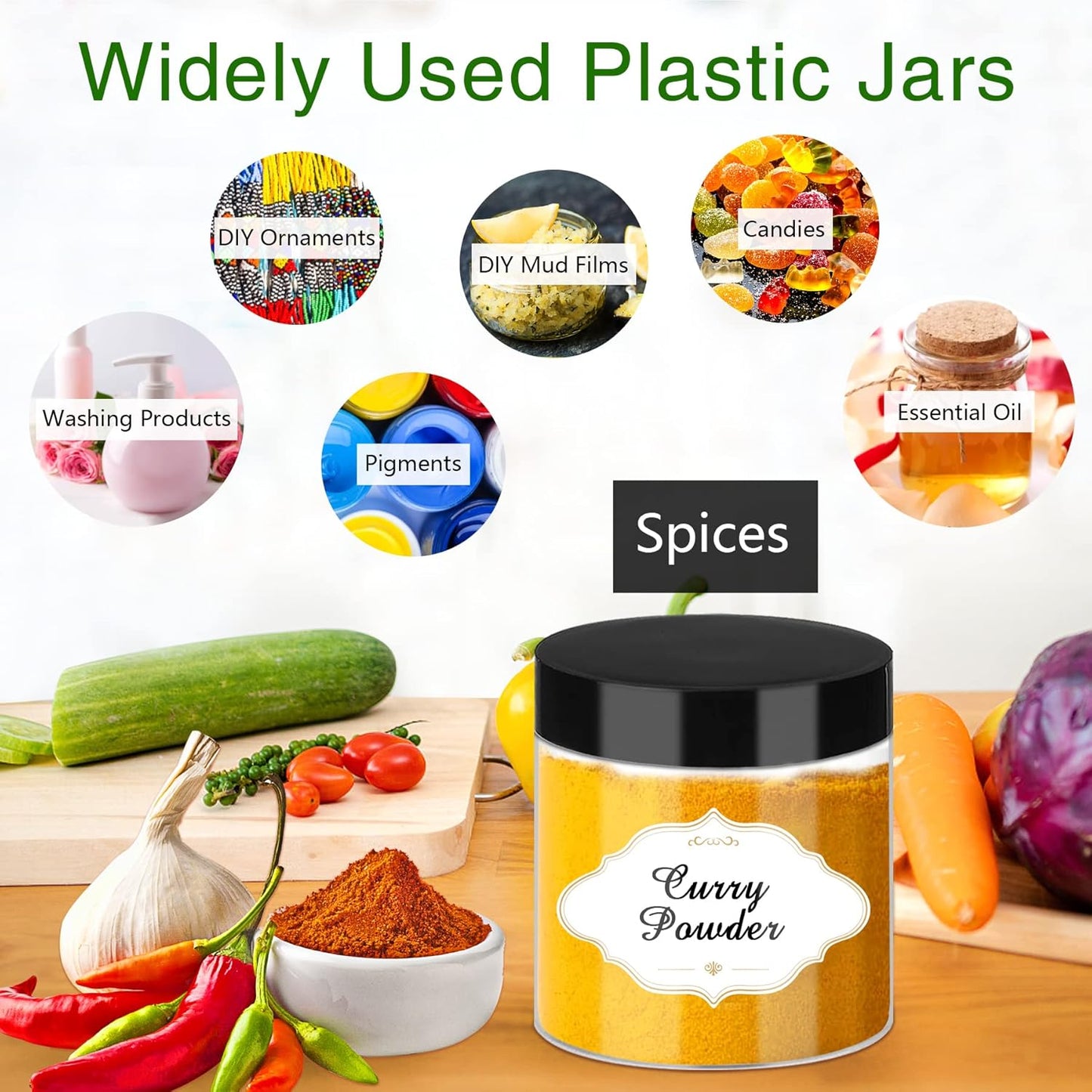 Plastic Jars with Lids, 48 Pcs 6 OZ Slime Containers with Screw On Lids Clear Round Plastic Storage Jars Refillable Container Jar for Travel Storage Home Kitchen Food