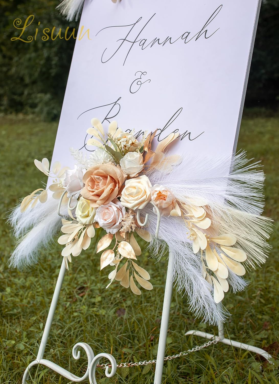 Wedding Arch Flowers, Artificial Flowers for Reception Backdrop and Welcome Ceremony Sign, Large Flower Swag for Dreamy Romantic Wedding Ceremony Floral Decor - Pack of 2