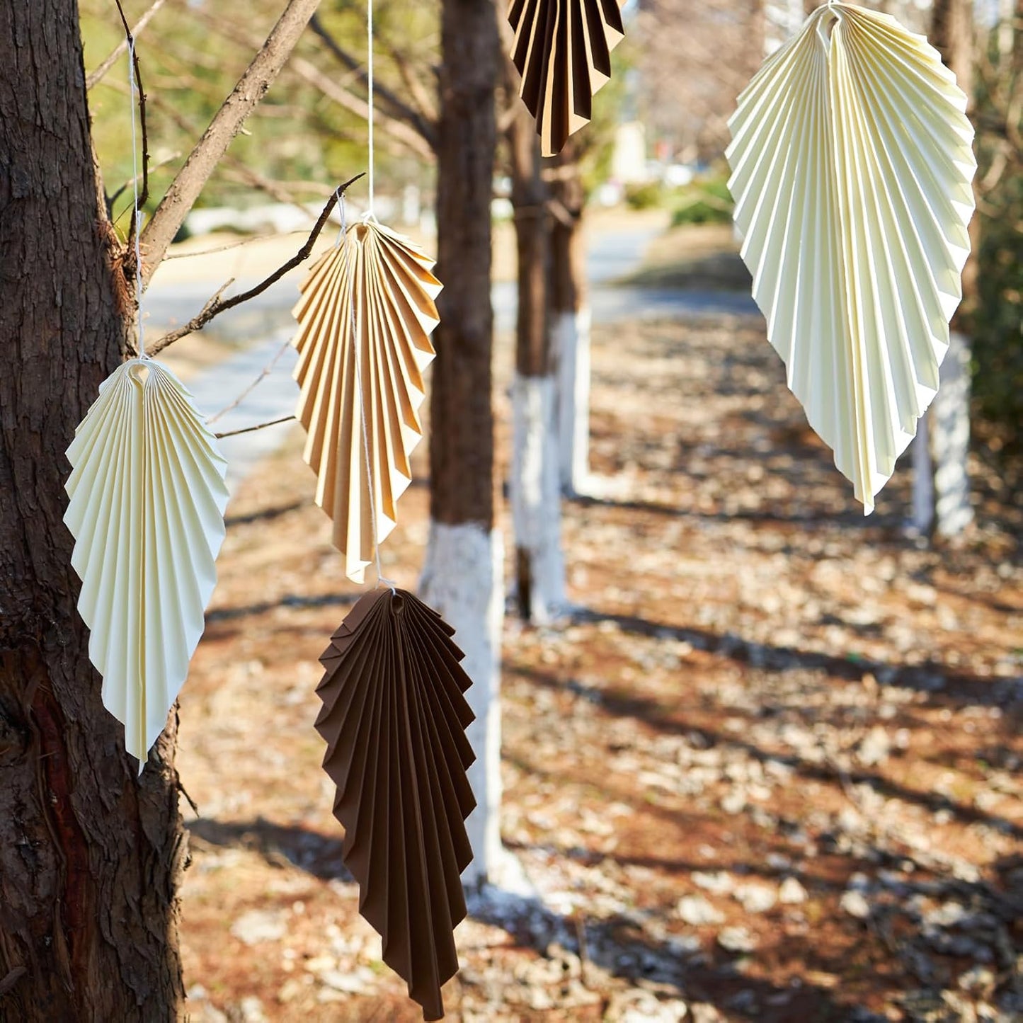 Paper Leaves Decorations for Wall Paper Fans Boho Room Decoration Leaves Backdrop Neutral Decor Hanging Wall Decor, Set of 9