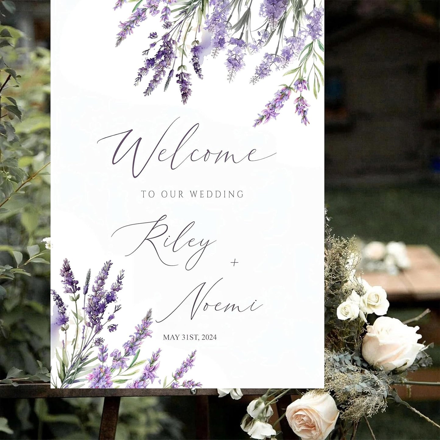 Generic Personalized Wedding Welcome Sign, 18x27 inches, Plastic, Modern Style, Rectangular, Wedding Theme, Event Guestbook