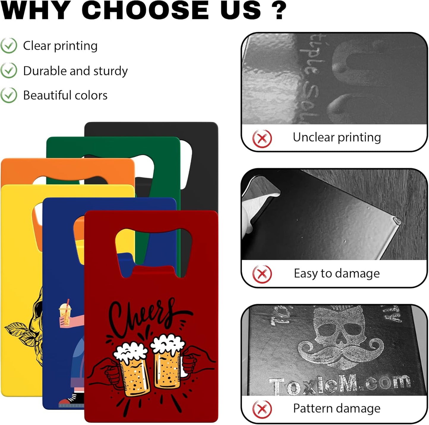 4-100 Pcs Personalized Bottle Opener, Custom Stainless Steel Credit Card Bottle Opener, Full Color Print for 6 Color, Design Your Text Logo for Bar, Wedding, Anniversaries, Party (Black)