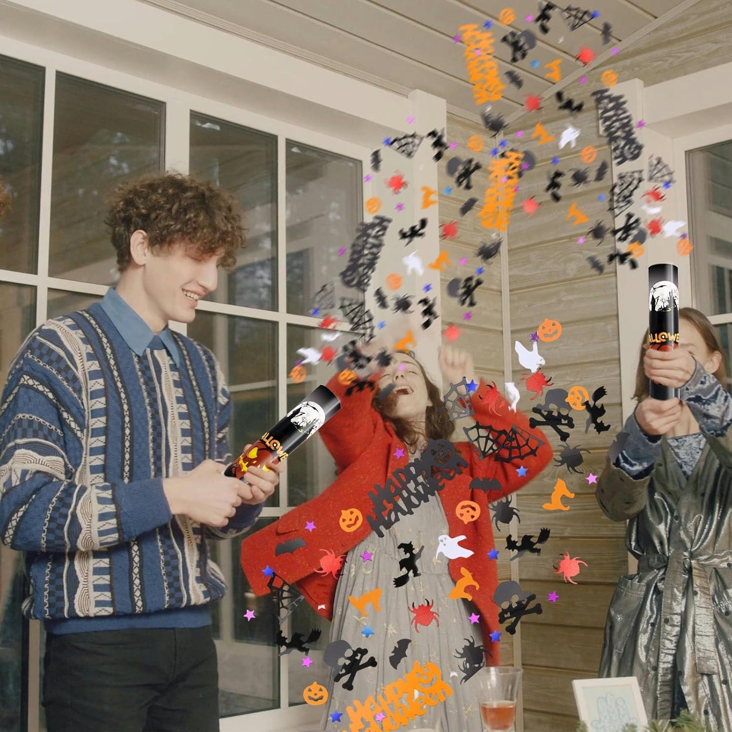 4 Pack Halloween Confetti Poppers, 12 Inch Confetti Cannon Party Poppers Shooters for Birthday, Wedding, Graduation, Anniversary, Parties, Halloween