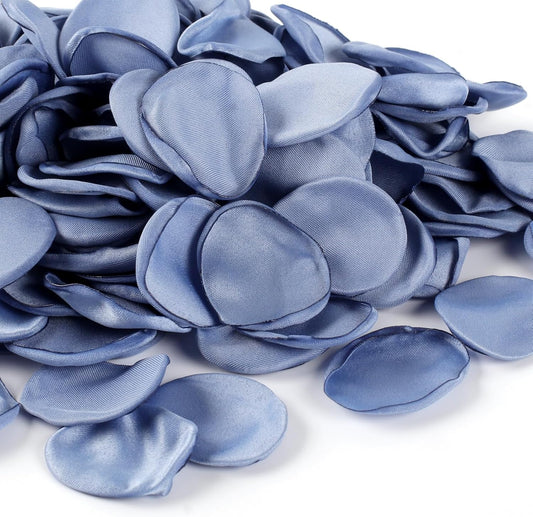 300pcs Dusty Blue Faux Silk Rose Petals - Ideal for Wedding Flower Girl Basket, Aisle Scatter, Dinner Table, Party Decor, and Valentine's Day Romance.