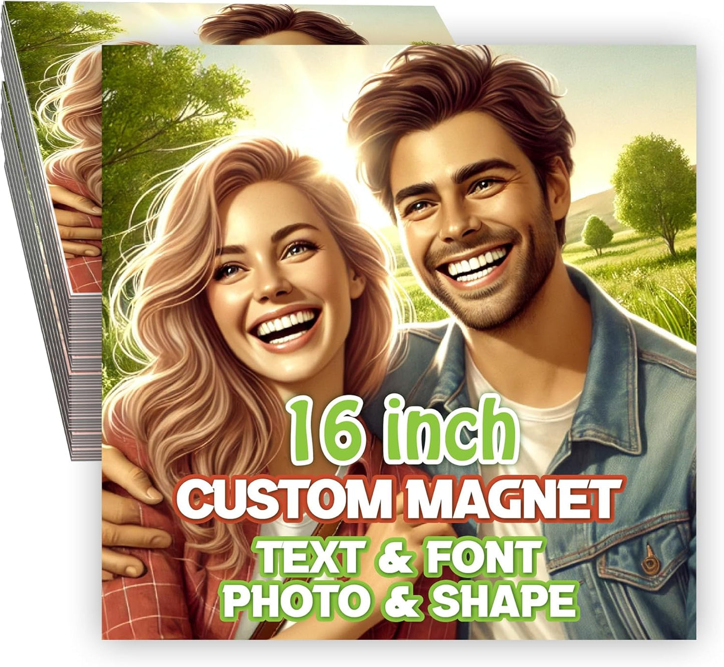 KETABAO – 16" Customized Square Photo Magnets - Personalized Refrigerator and Car Magnets for Home and Office Decor