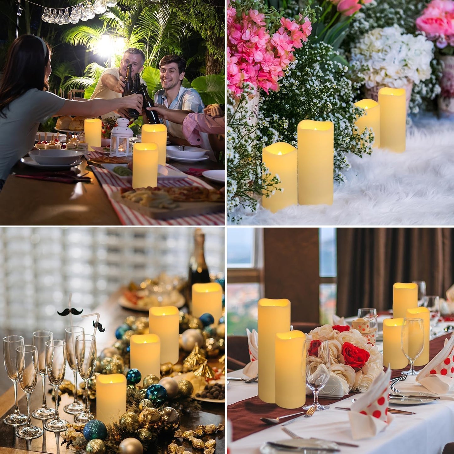 Set of 72 Waterproof Outdoor Flameless Candles, LED Candles with 4 Remote and Timer,(H 4" 5" 6" x D 2.2"),for Halloween Wedding Festiv