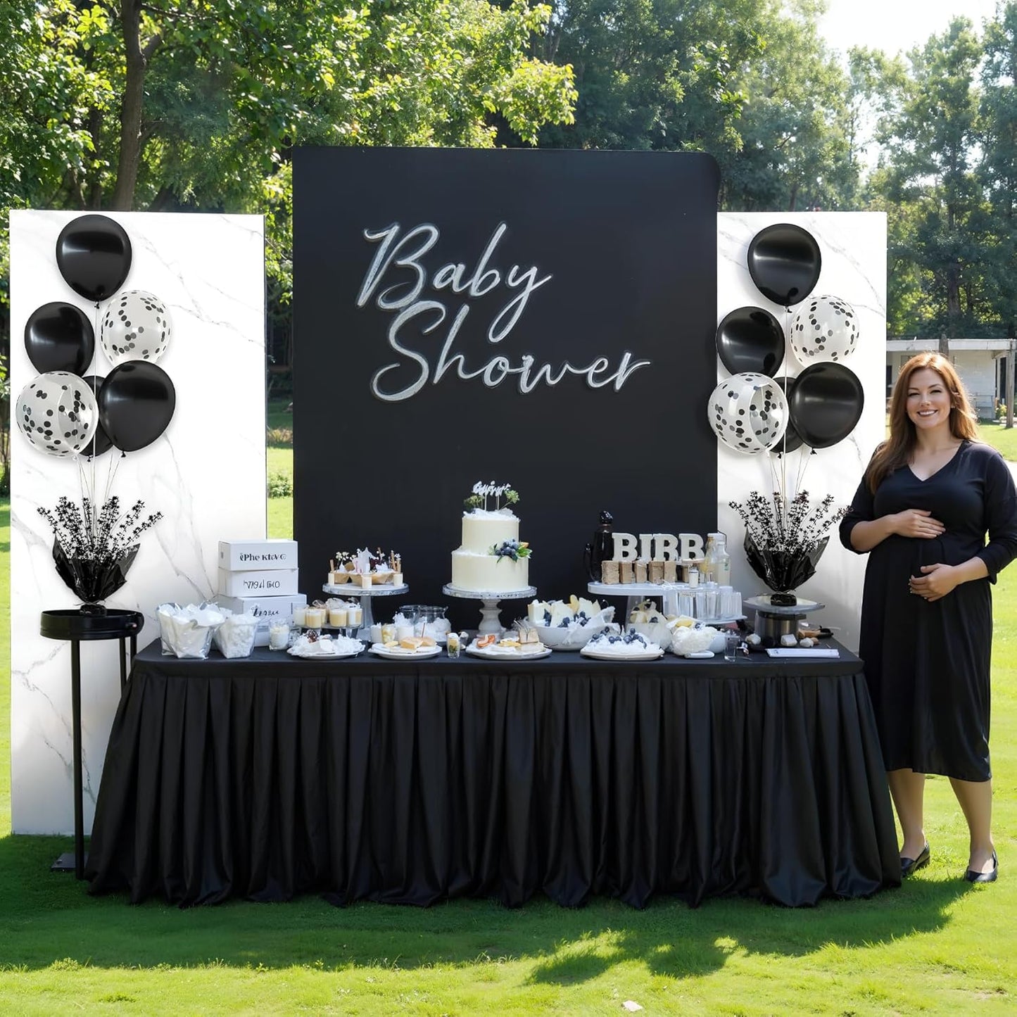 2 Set Black Balloon Table Centerpieces for Birthday Parties, Balloon Stand Kit with Black Balloons for Table Decoration