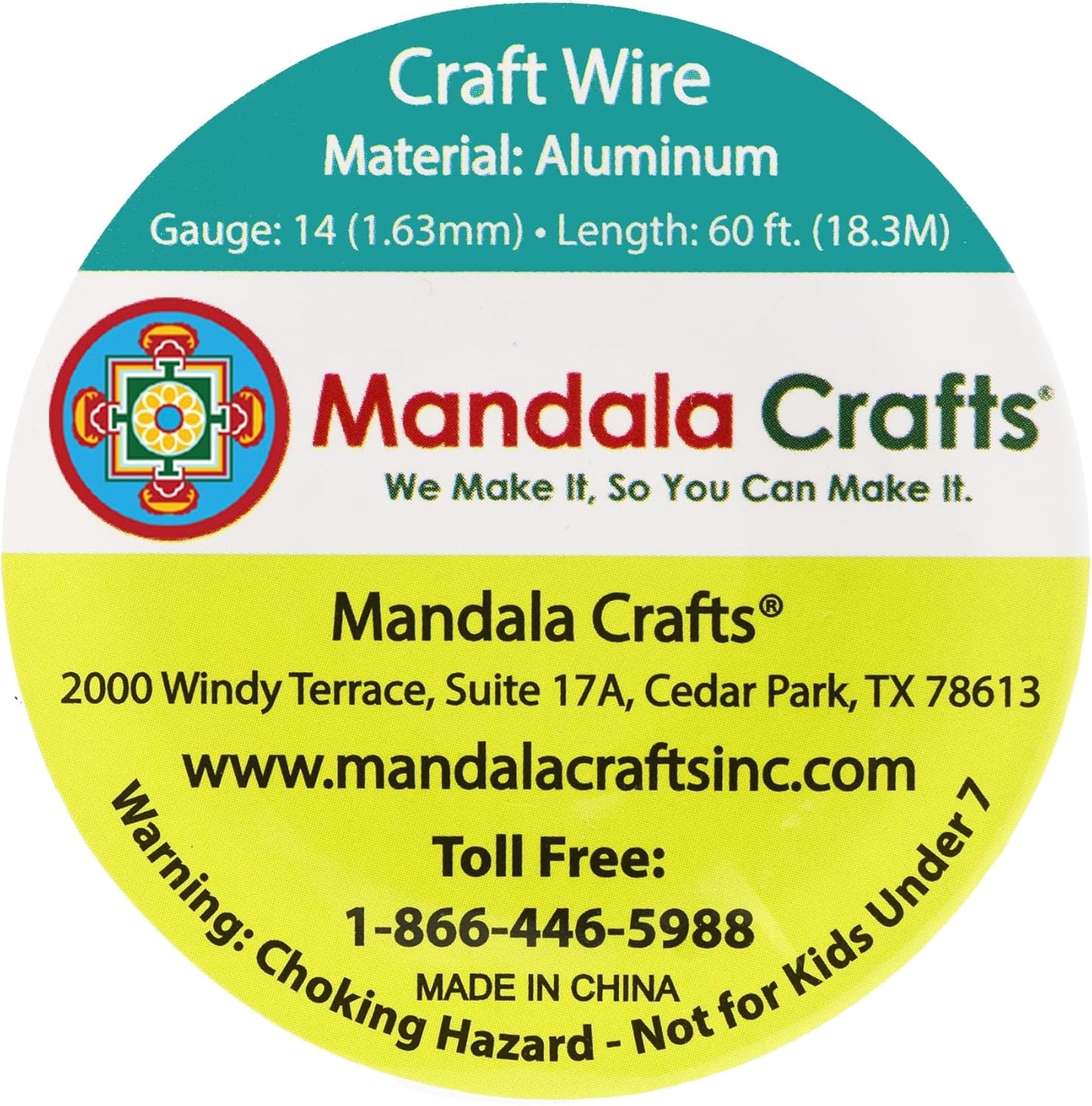 Mandala Crafts 14 Gauge Anodized Aluminum Craft Wire for Jewelry Making - 60 FT Colored Flexible Red Wire - Bendable for Bonsai Armature Crafting Sculpting