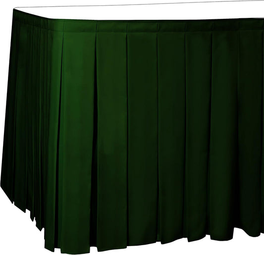 Ultimate Textile Pleat Polyester Fabric Table Skirt - Machine Washable Flame Resistant with Clips for Events, Weddings & Trade Shows, Cut & Sewn in Paterson, NJ - Hunter, 17' Box Pleat