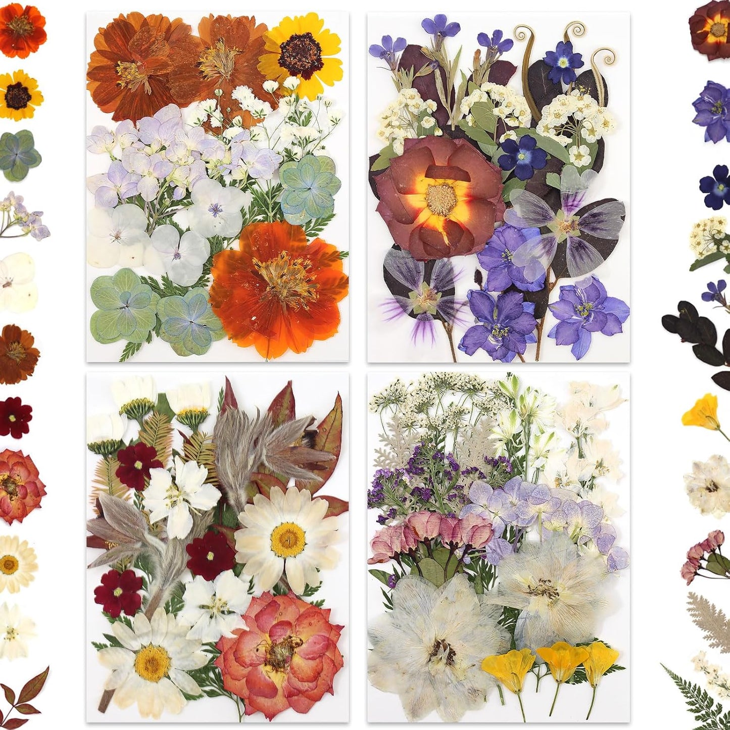 80P Vintage Pastel Dried Flowers for Crafts, Real Natural Pressed Flowers in Retro Soft Tones for Resin Art, DIY Crafts, Jewelry, Candle Decor & Scrapbooking – Tweezers Included