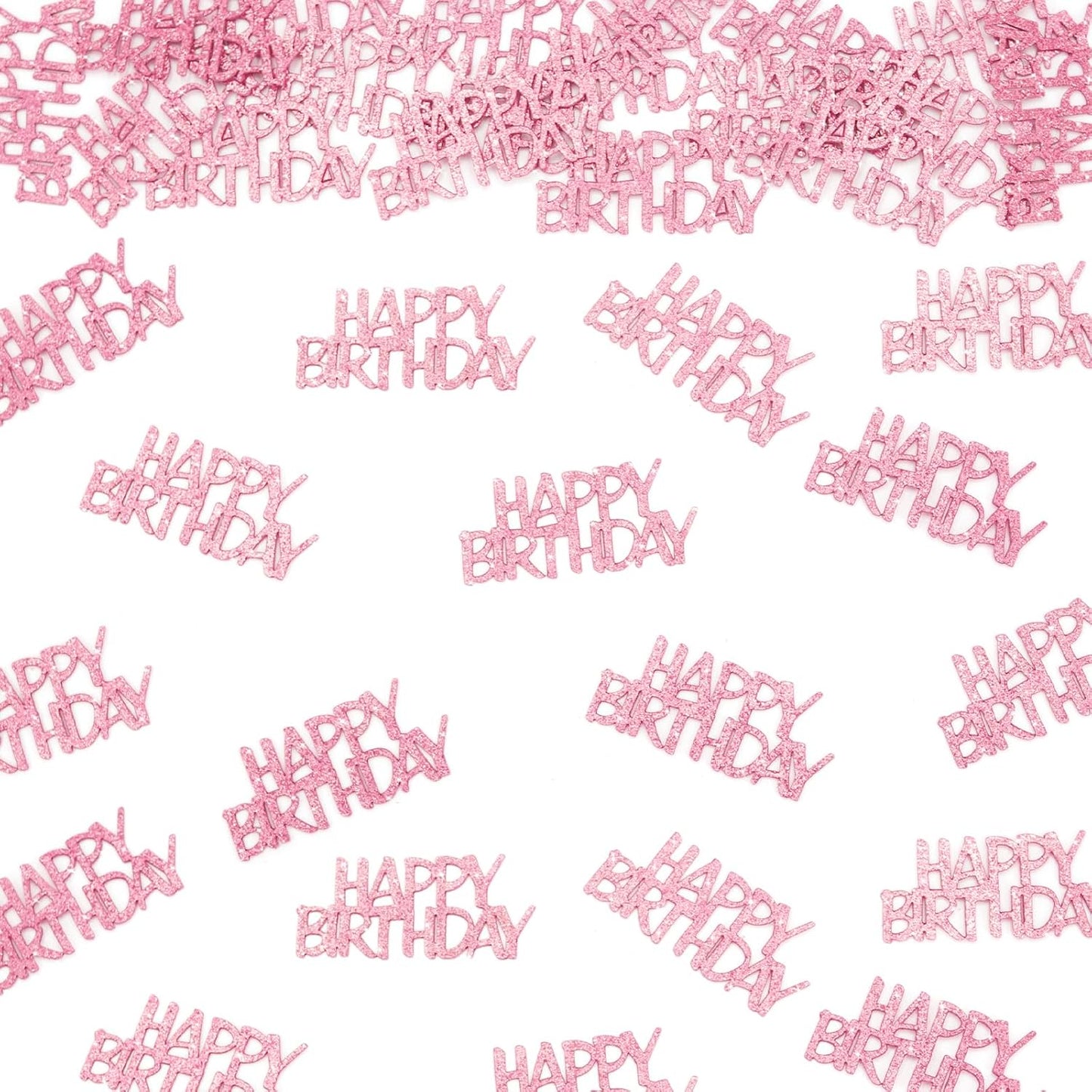 Pink Happy Birthday Confetti - Girl Birthday Party Decorations - Light Pink Glitter Scatters for Baby Girl Party Table Decor Supplies - 100PC