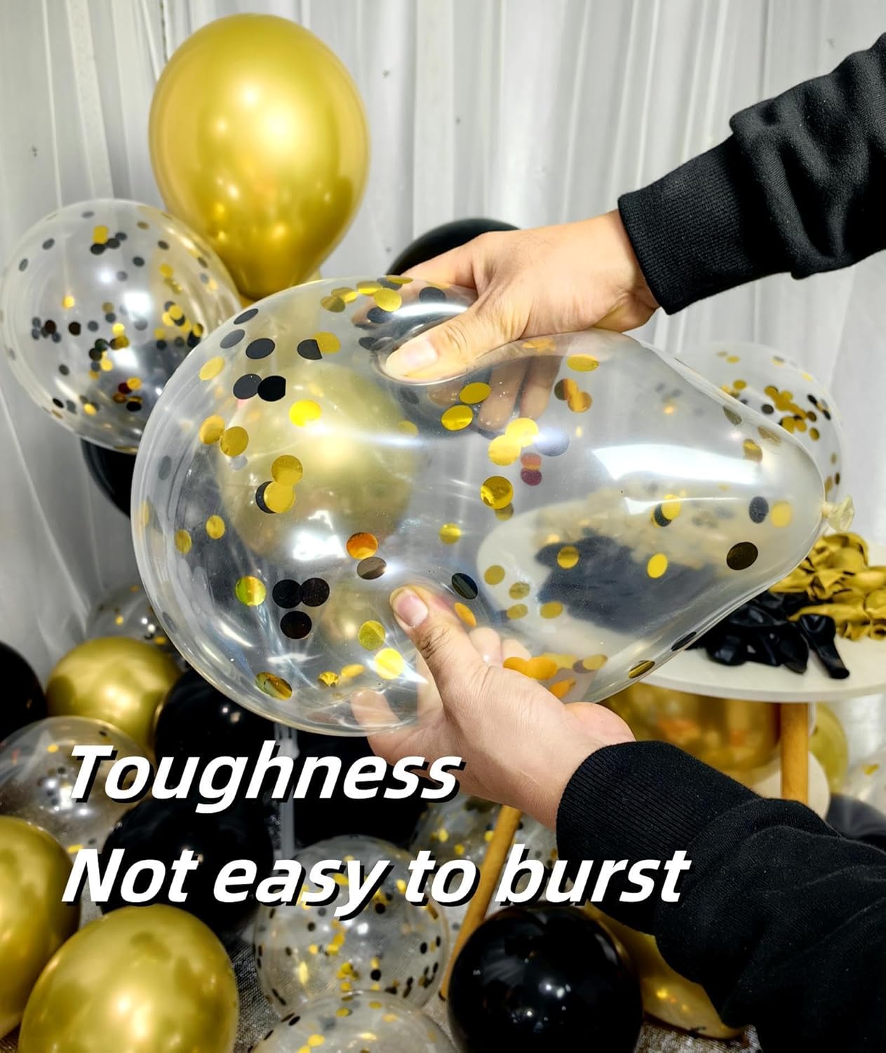 300 Pack Black and Gold Balloons 12 Inch Black Gold Confetti Balloon for Various Party Events Decorations