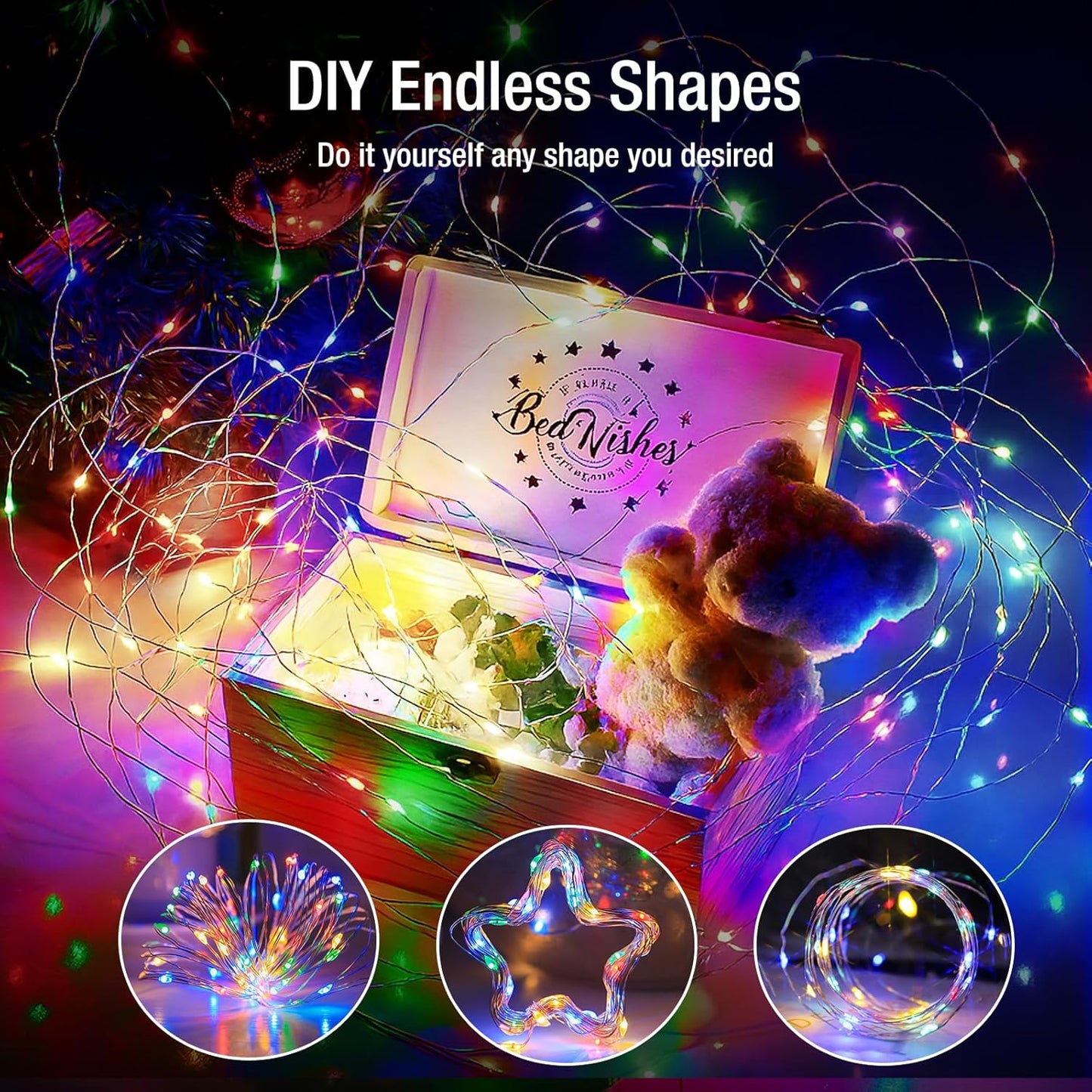 12 Pack Fairy Lights Battery Operated - 7ft 20 Led Twinkle Lights 3 Modes, Multi-Colored Bulk Mini String Lights Waterproof for Mason Jars Vases DIY Party Wedding Decoration Christmas