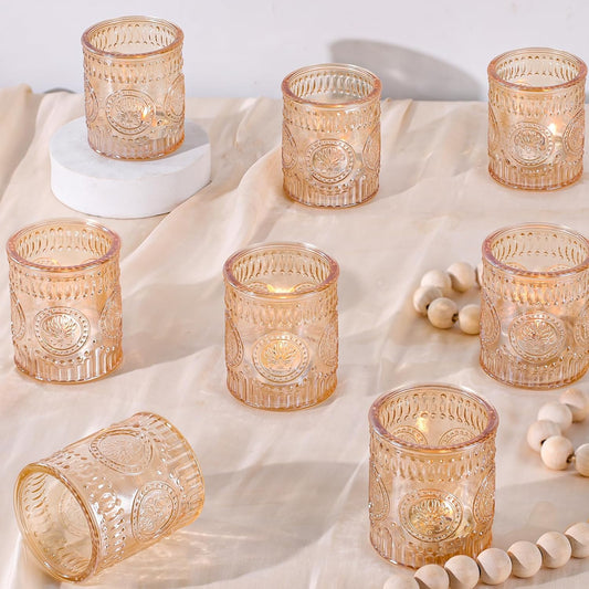 24 Pcs Gold Votive Candle Holders, Glass Tealight Candle Holders for Home Decor, Wedding Table Centerpiece, Birdal Shower, Party