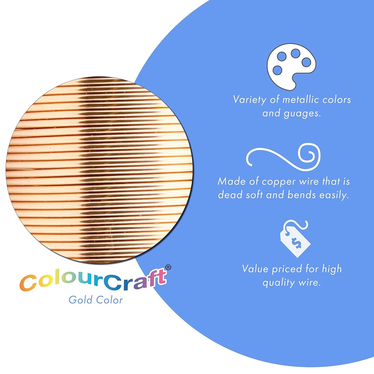 Beadalon ColourCraft Wire, 26 Gauge, Copper Color, 34 yd Spool
