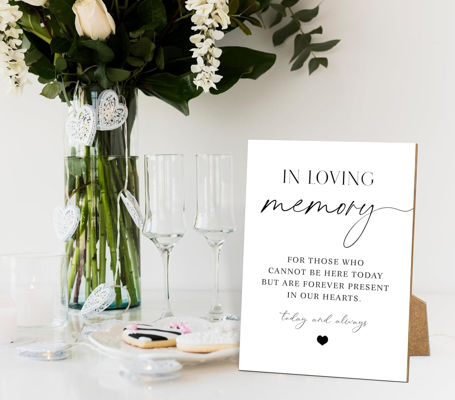 Wedding Memorial Sign, 8x11 White Minimalist Style Memorial Table Sign for Wedding, In Loving Memory Sign,Wedding Decorations, Wedding Table Decor, Memorial Gifts For Loss of Loved One -7