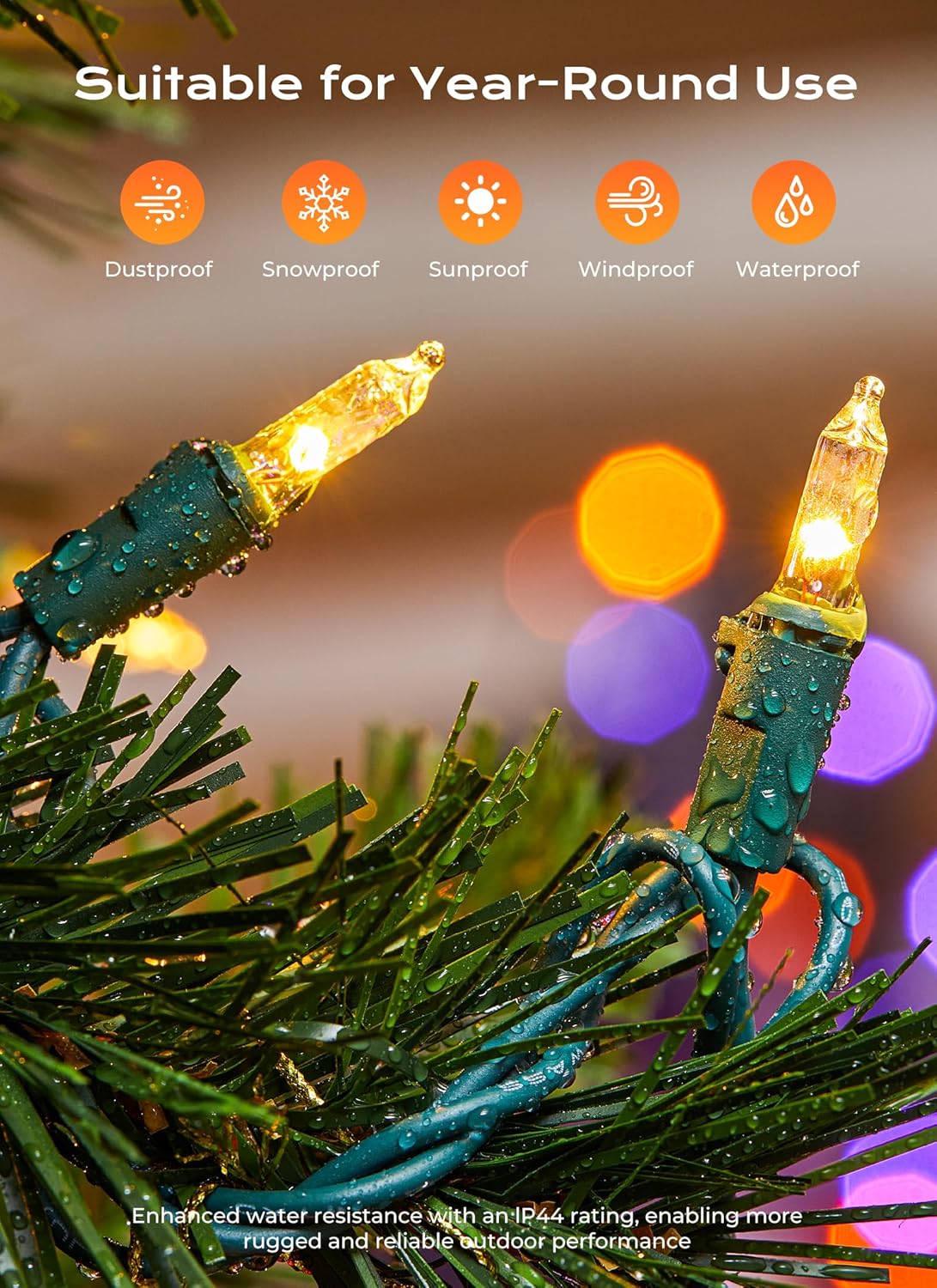 Minetom LED Clear Christmas String Lights, 100 Count 33 Feet LED Christmas Lights Bulb, Christmas Decorations Indoor, White Christma Tree Lights for Indoor Outdoor Xmas Wedding Party Festival