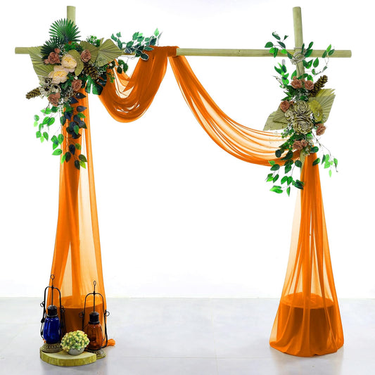 VDS Pack of 1 Panel (30 Inch X 30 Feet) Wedding Arch Draping Fabric Sheer Chiffon Fabric Drapery for Wedding Ceremony Reception Swag Backdrop Canopy Chuppah ARBO Altars Decoration (Orange)