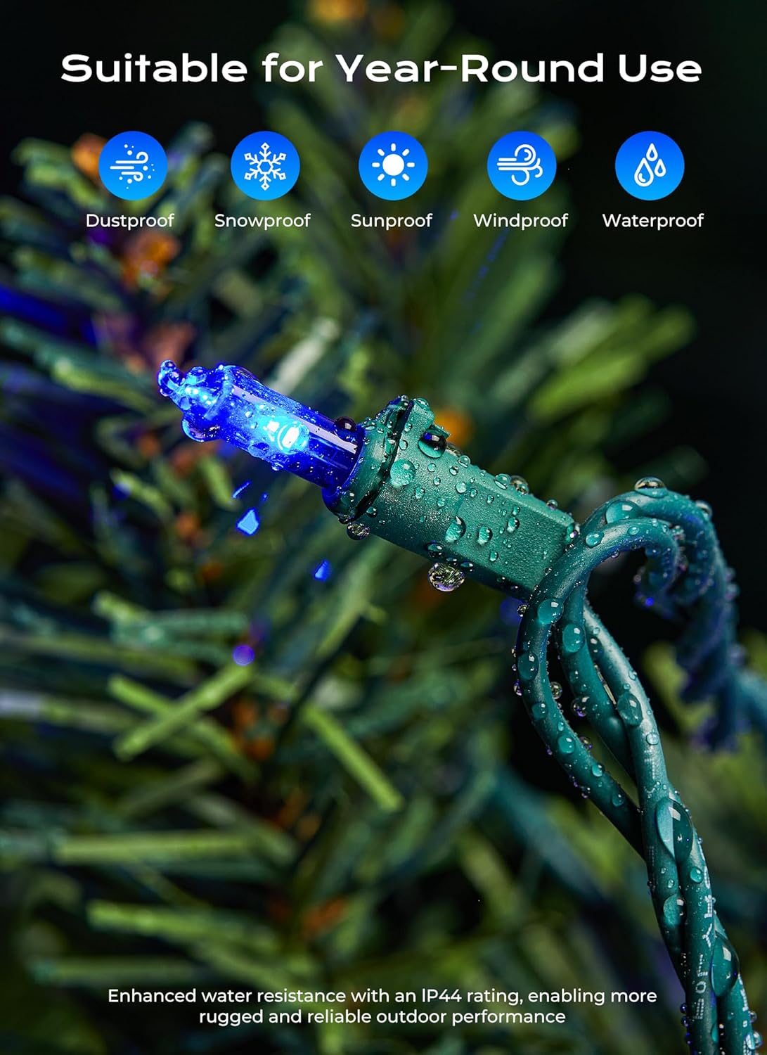 Minetom LED Blue Christmas String Lights, 100 Count 33 Feet LED Christmas Lights Bulb, Christmas Decorations Indoor, Christma Tree Lights for Indoor Outdoor Xmas Wedding Party Festival